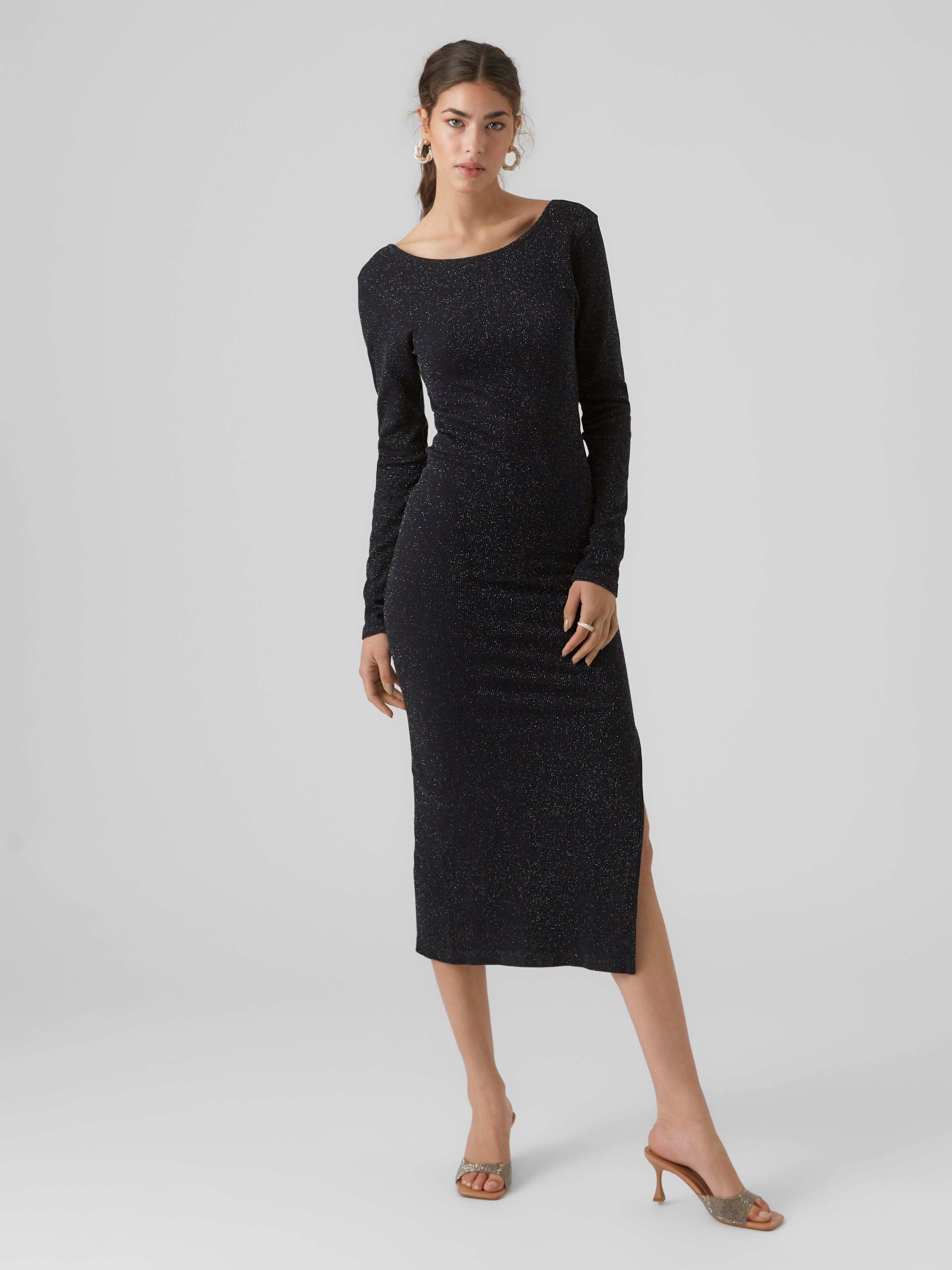 SweatyRocks Damen Bodycon Maxikleid - Figurbetontes Strickkleid Langarm