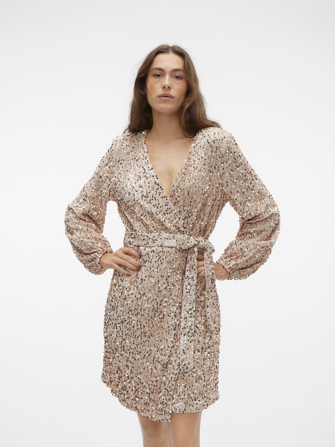 Vero Moda VMBELLA Kort kjole -Pumice Stone - 10298493