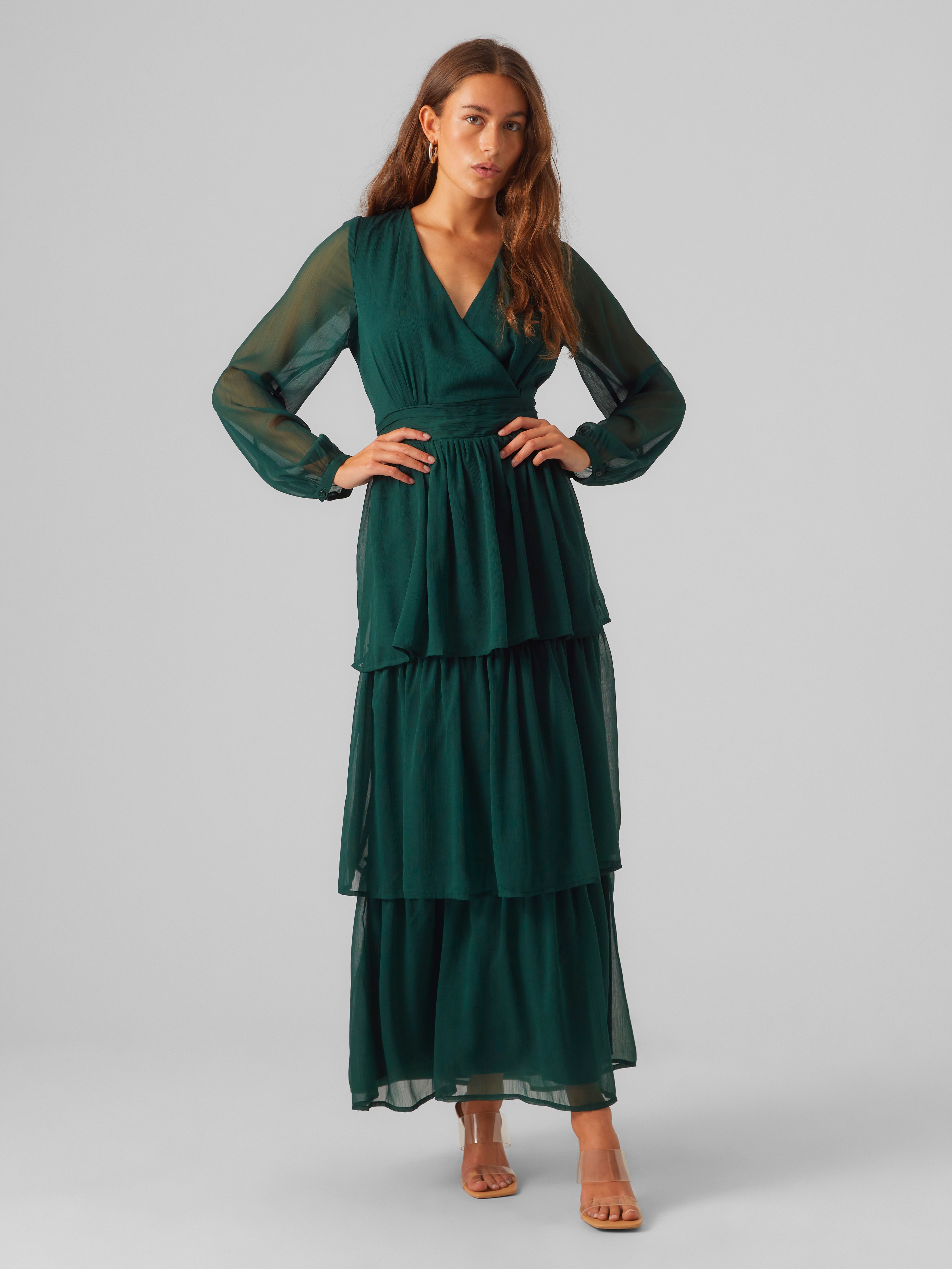 VMELLA Robe longue Vert fonc Vero Moda