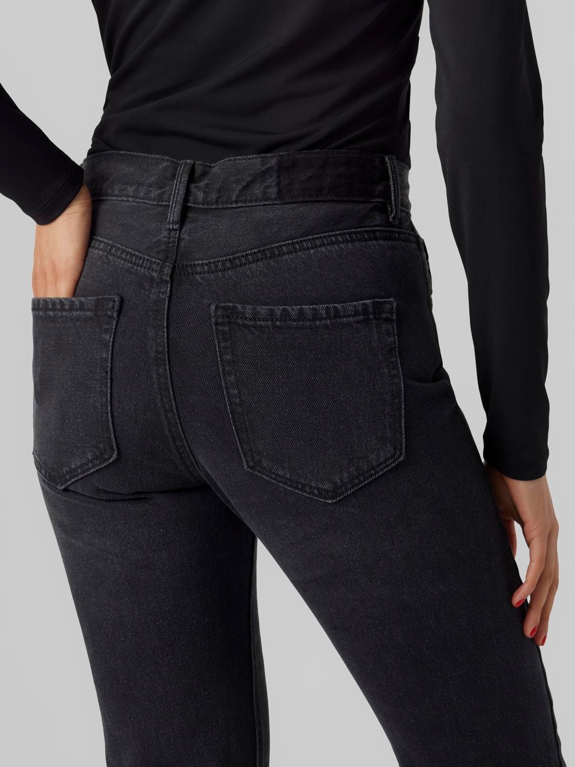 Vero Moda VMHAILEY Hohe Taille Gerade geschnitten Jeans -Black Denim - 10298719