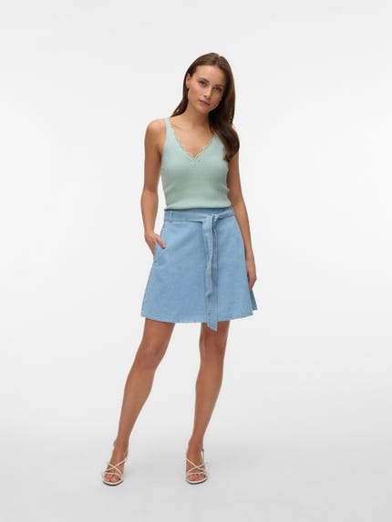 Vero Moda lace trim jersey tank top in white Vero Moda lace trim jersey tank top in white