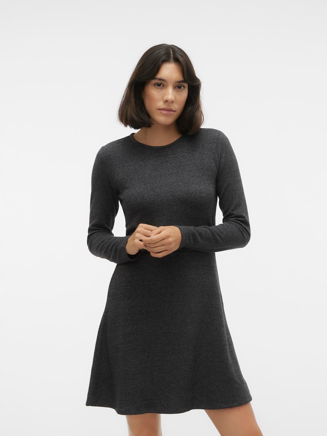 Vero Moda satin wrap knee length dress in black | ASOS | Knee length dress, Black  dresses casual, Dress