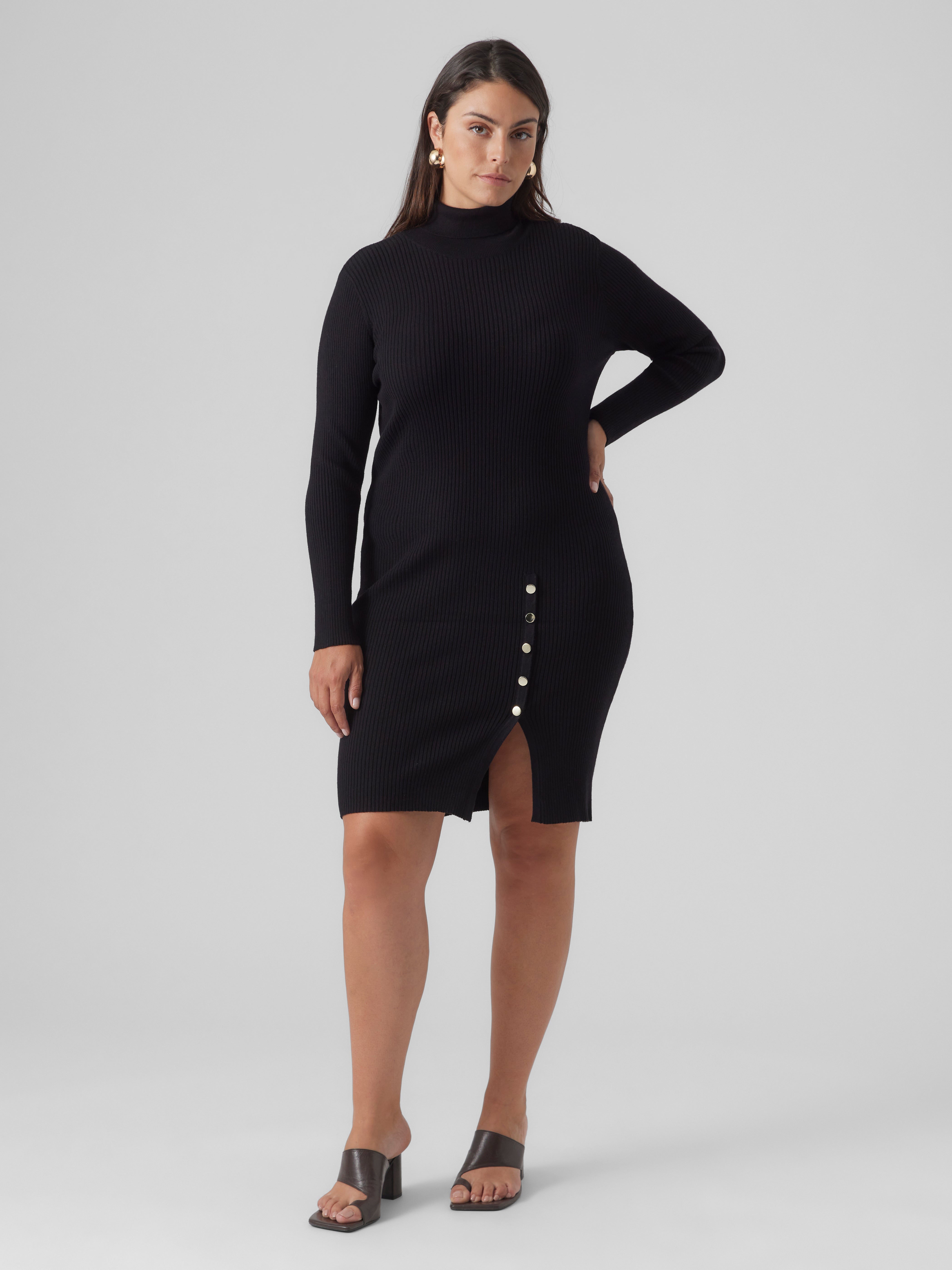 Buy VERO MODA Women's Polyester A-Line Midi Casual Dress (10299981-Jet  Black_Jet at Amazon.in