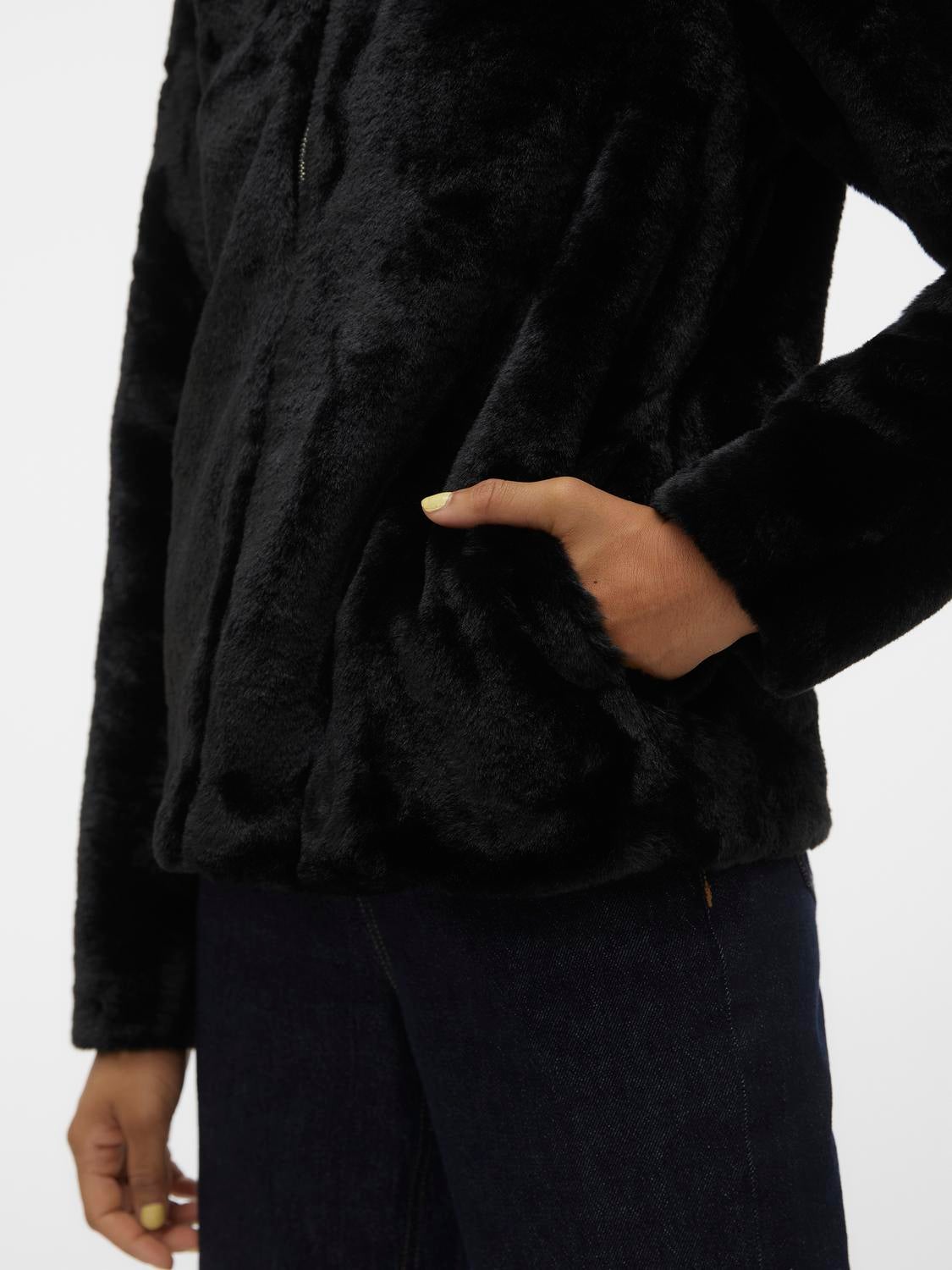 Vero moda faux fur clearance coat black