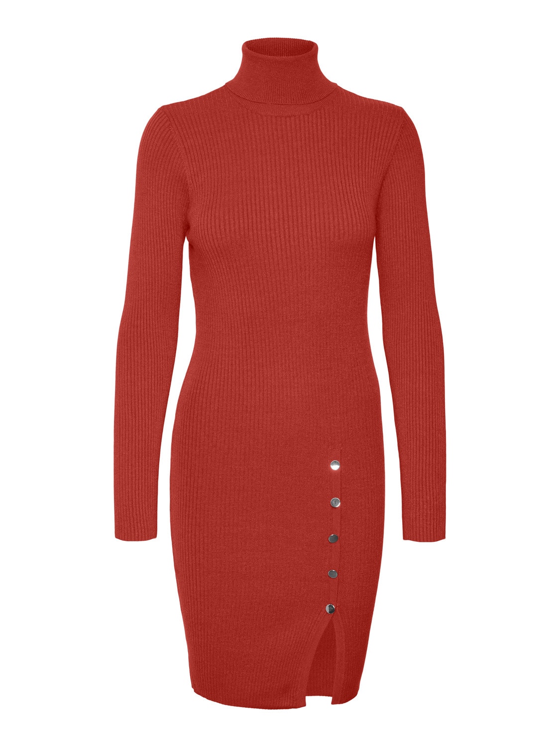 Slim Fit Roll neck Tall Regular sleeves Short dress | Dark Red Vero Moda®