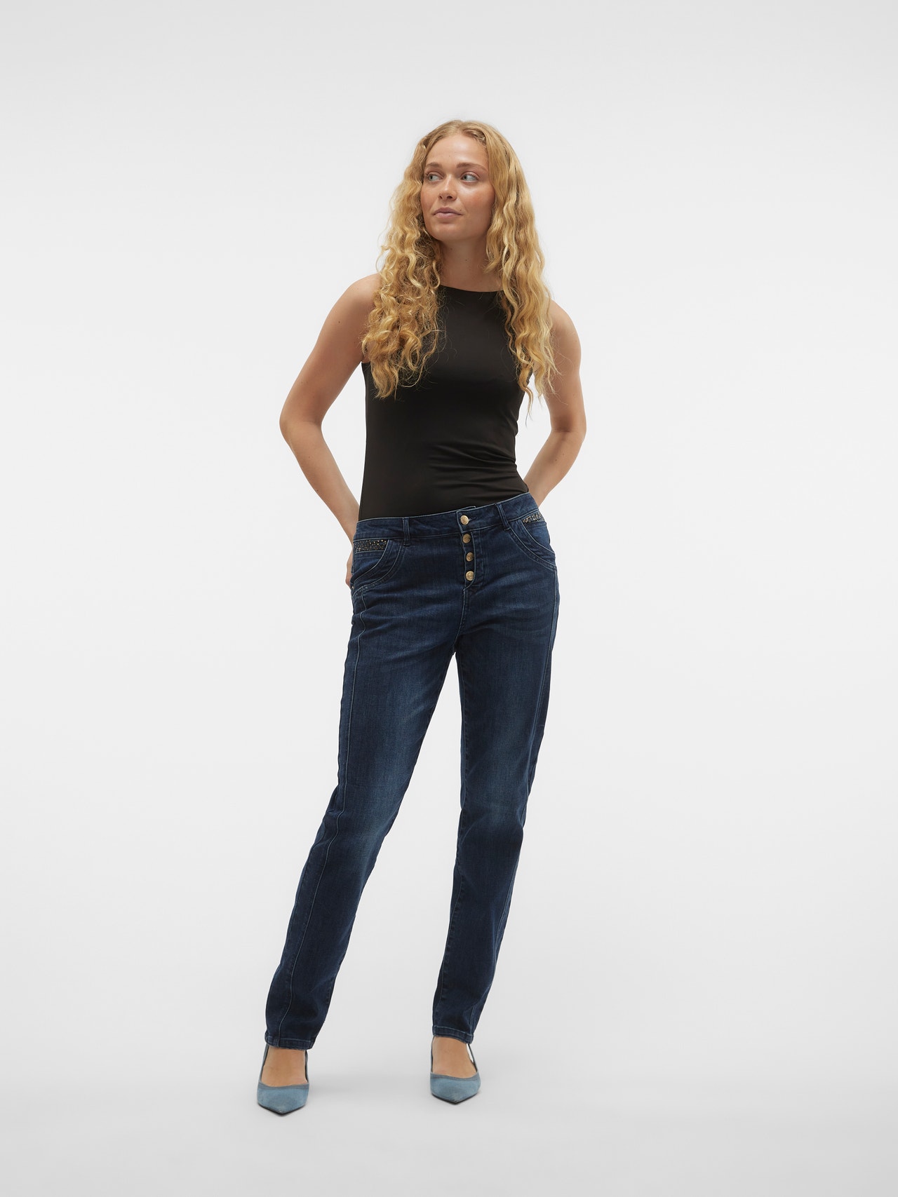 Vero Moda VMMINE Mid rise Straight fit Jeans -Medium Blue Denim - 10300081