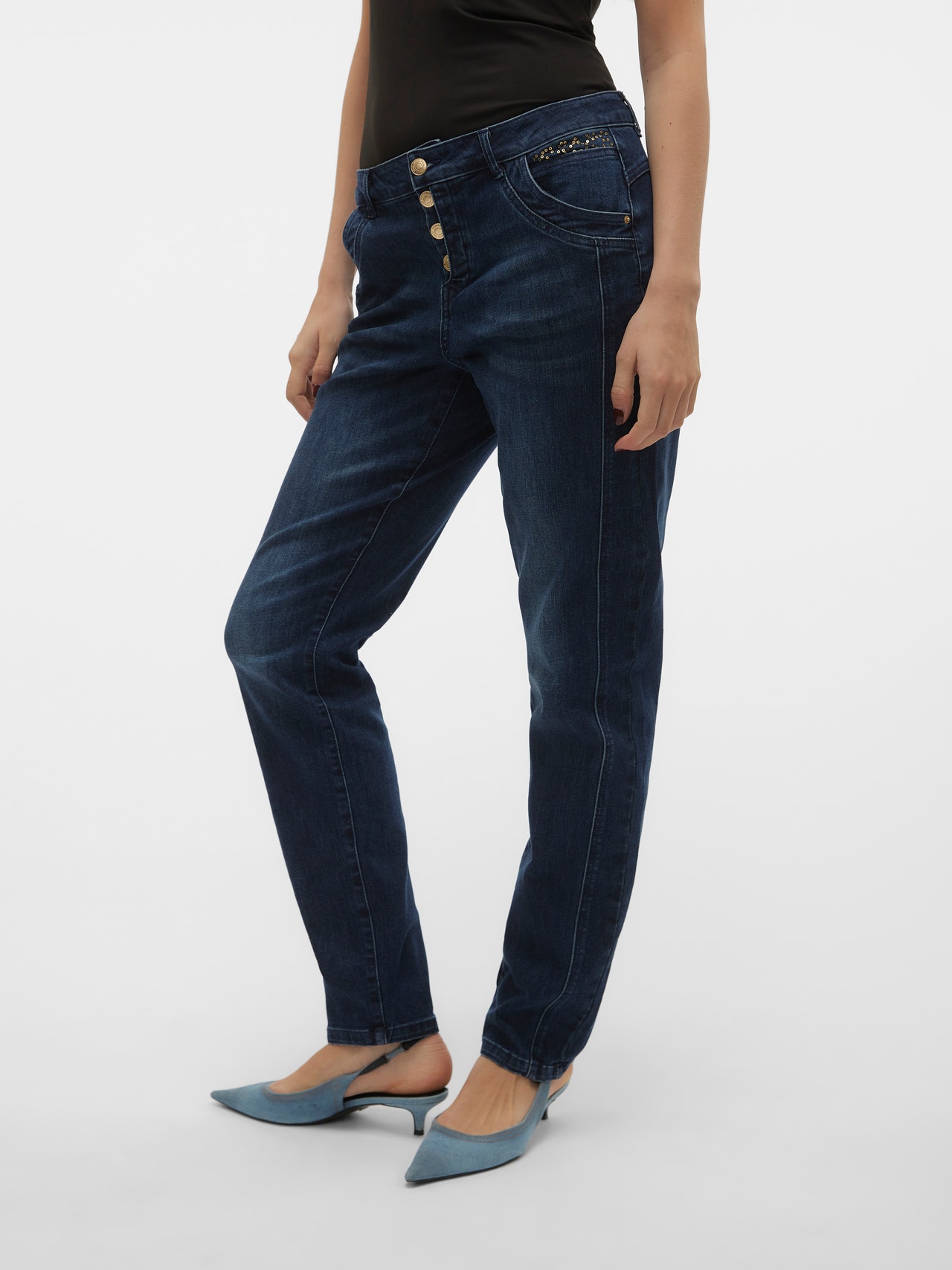 Vero Moda VMMINE Mid Rise Gerade geschnitten Jeans -Medium Blue Denim - 10300081
