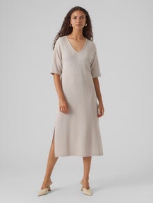 Vero Moda VMEDDIE Lang kjole -Oatmeal - 10300284
