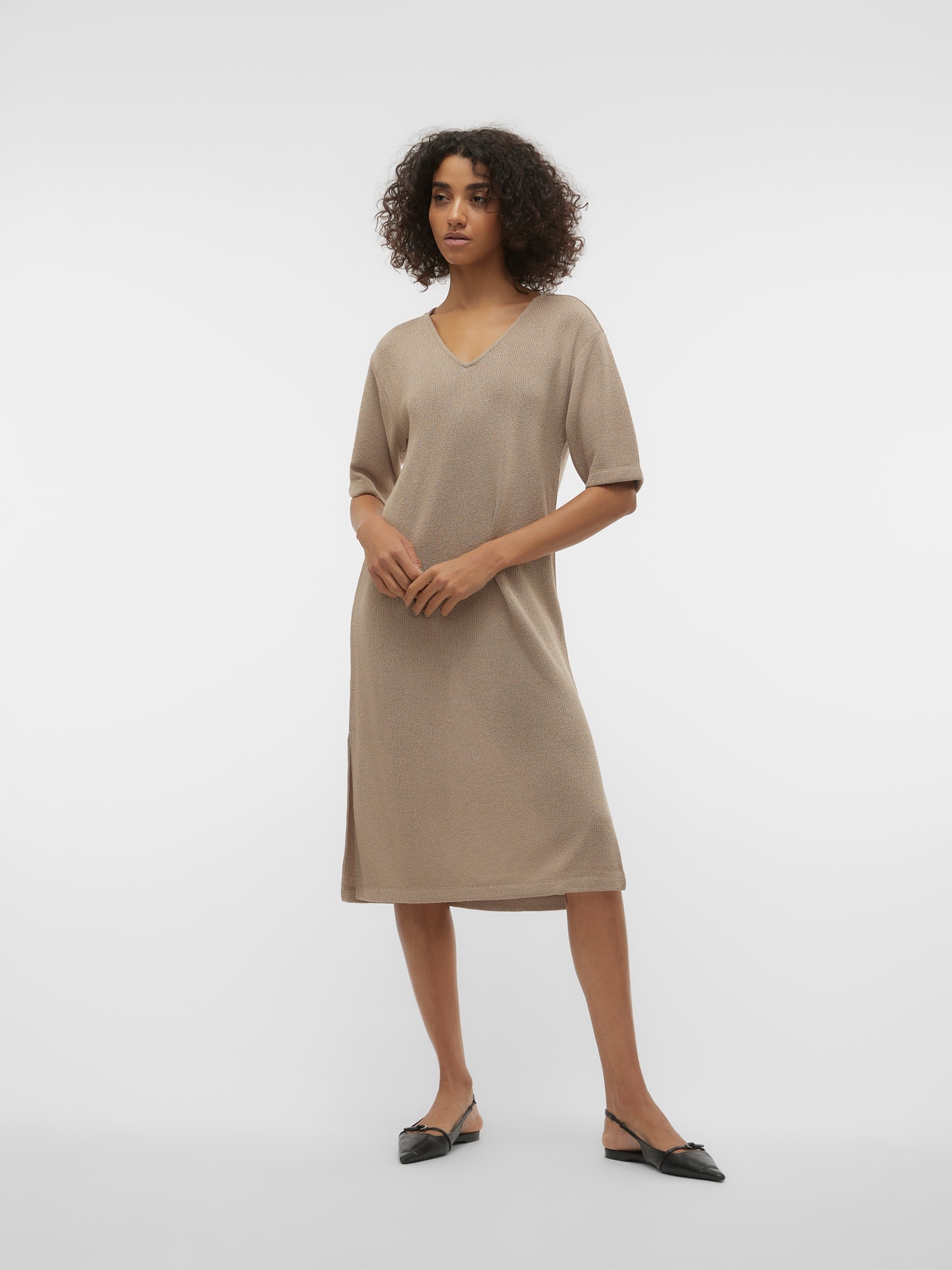 Vero Moda VMEDDIE Langes Kleid -Silver Mink - 10300284
