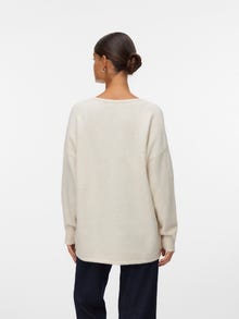 Vero Moda Tavapärane lõige V-kaelus Vormikas Soonikuga mansetid Pullover -Birch - 10301049