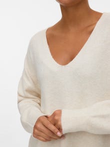 Vero Moda Tavapärane lõige V-kaelus Vormikas Soonikuga mansetid Pullover -Birch - 10301049