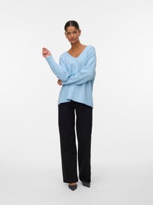 Vero Moda Tavapärane lõige V-kaelus Vormikas Soonikuga mansetid Pullover -Glacier Lake - 10301049