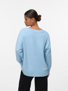 Vero Moda Tavapärane lõige V-kaelus Vormikas Soonikuga mansetid Pullover -Glacier Lake - 10301049