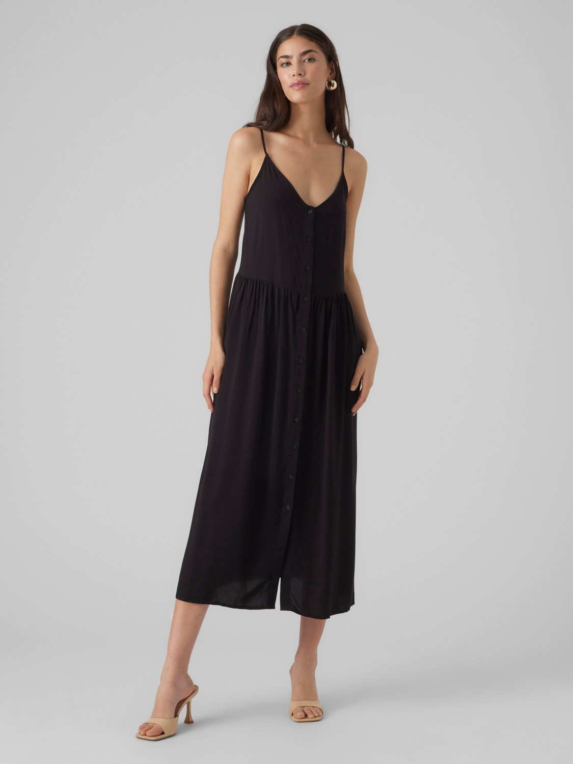 vlam Moedig Grondig Midi-jurk | Zwart | Vero Moda®