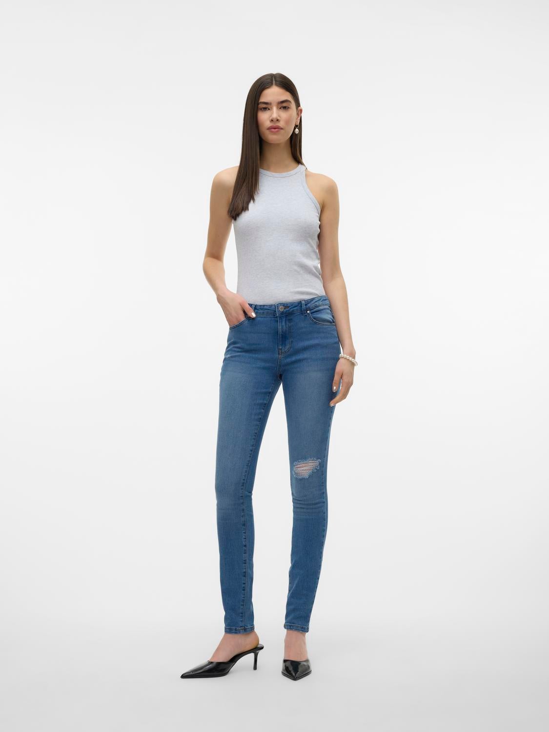 VMJUNE Middels høyt snitt Skinny Fit Jeans
