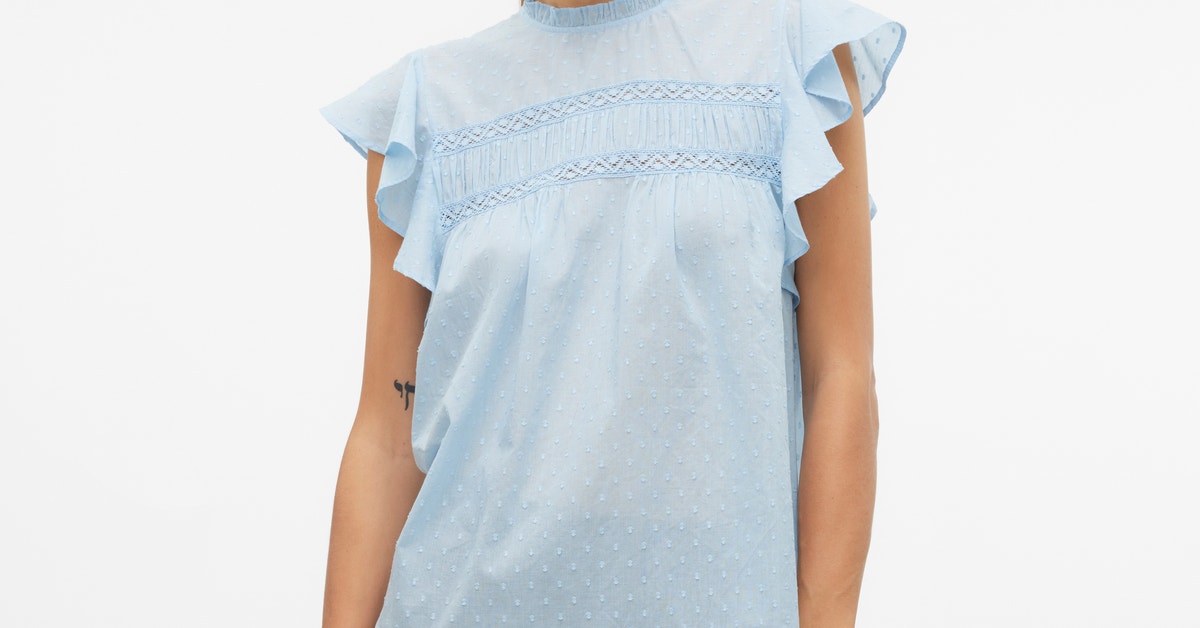 Vmtrine Sl Lace Top Cashmere Blue