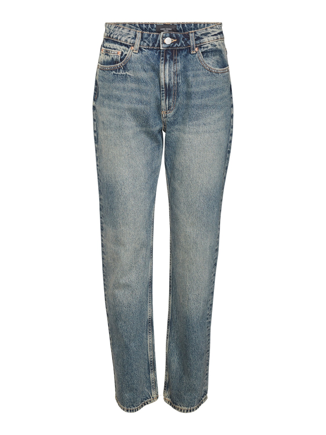 Vero Moda VMHAILEY Hög midja Rak passform Jeans -Medium Blue Denim - 10301377
