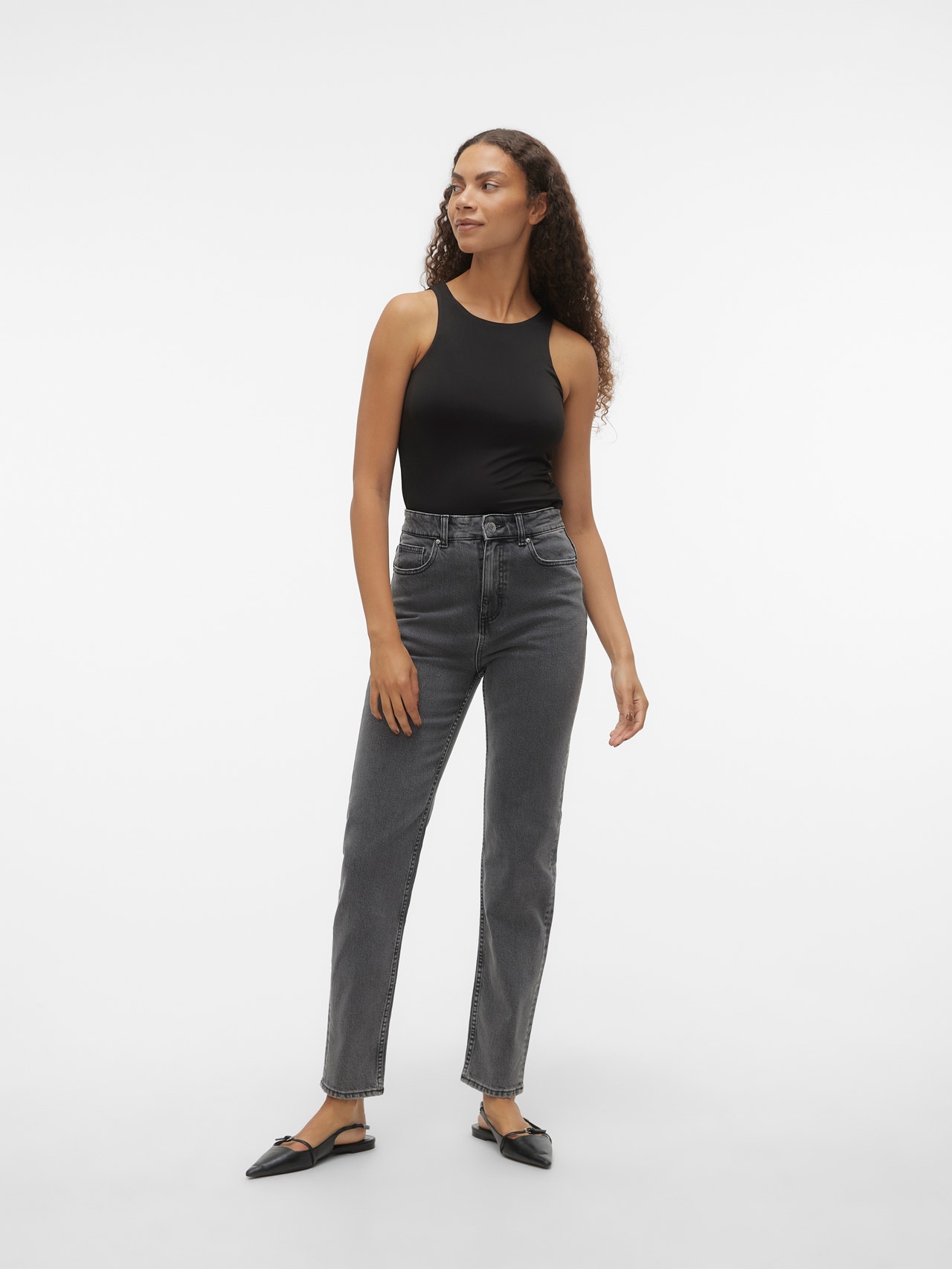 Vero Moda VMCARRIE Taille extra haute Mom Fit Jeans -Dark Grey Denim - 10301387