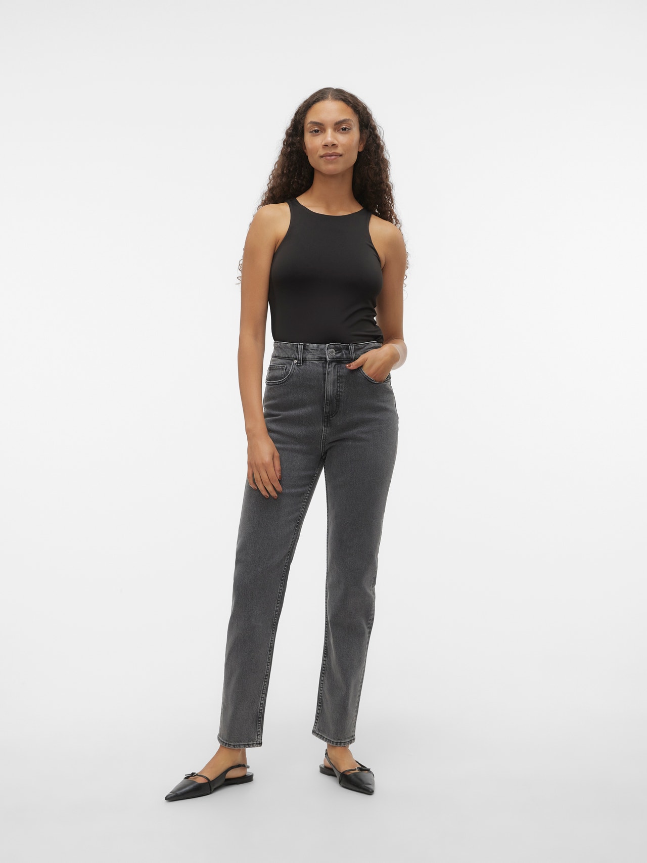Vero Moda VMCARRIE Taille extra haute Mom Fit Jeans -Dark Grey Denim - 10301387