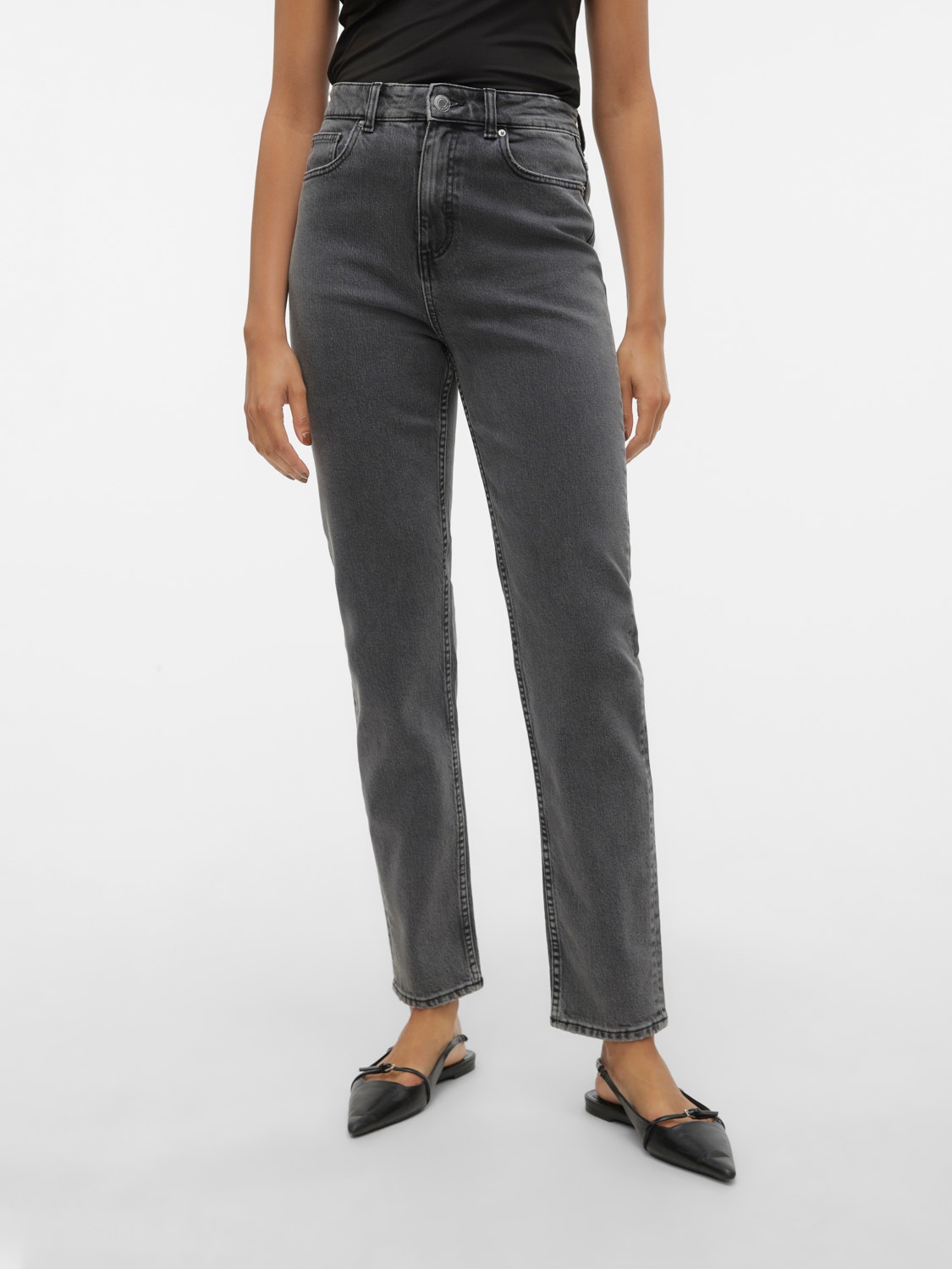 Vero Moda VMCARRIE Super High Rise Gerade geschnitten Jeans -Dark Grey Denim - 10301387