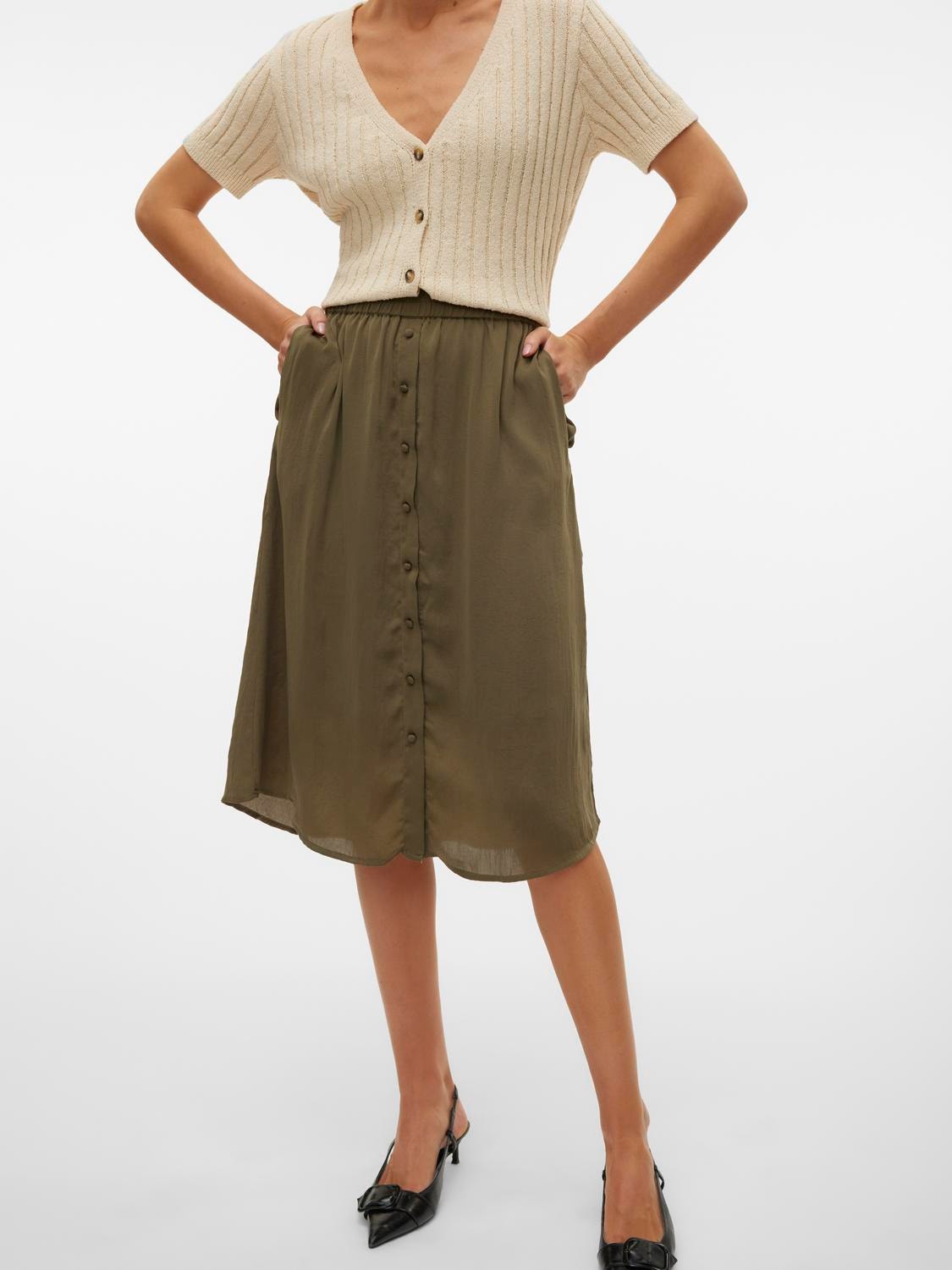 Vero Moda VMSUNNY Midi skirt -Ivy Green - 10301565