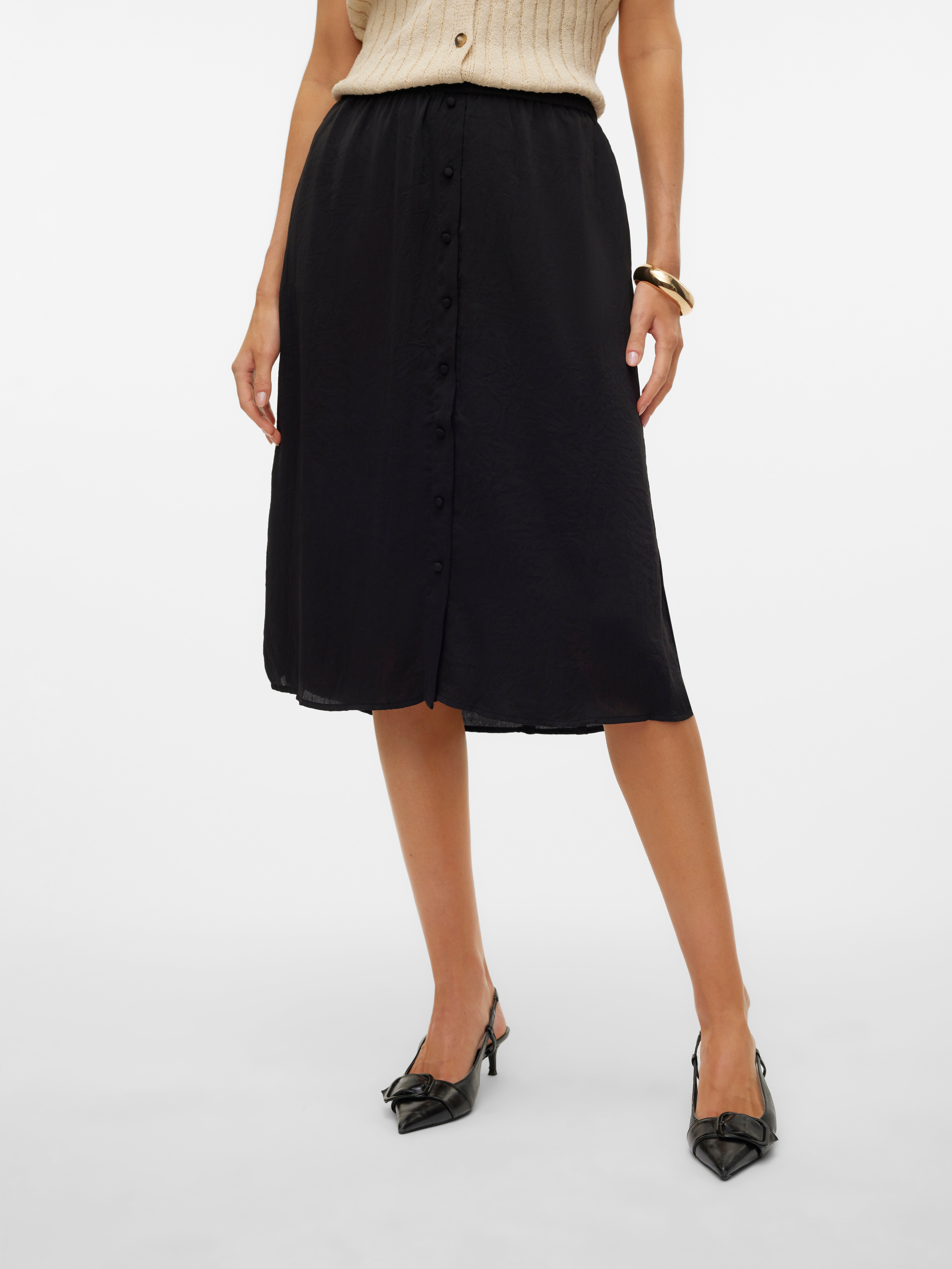 VMSUNNY High waist Midi rok Zwart Vero Moda