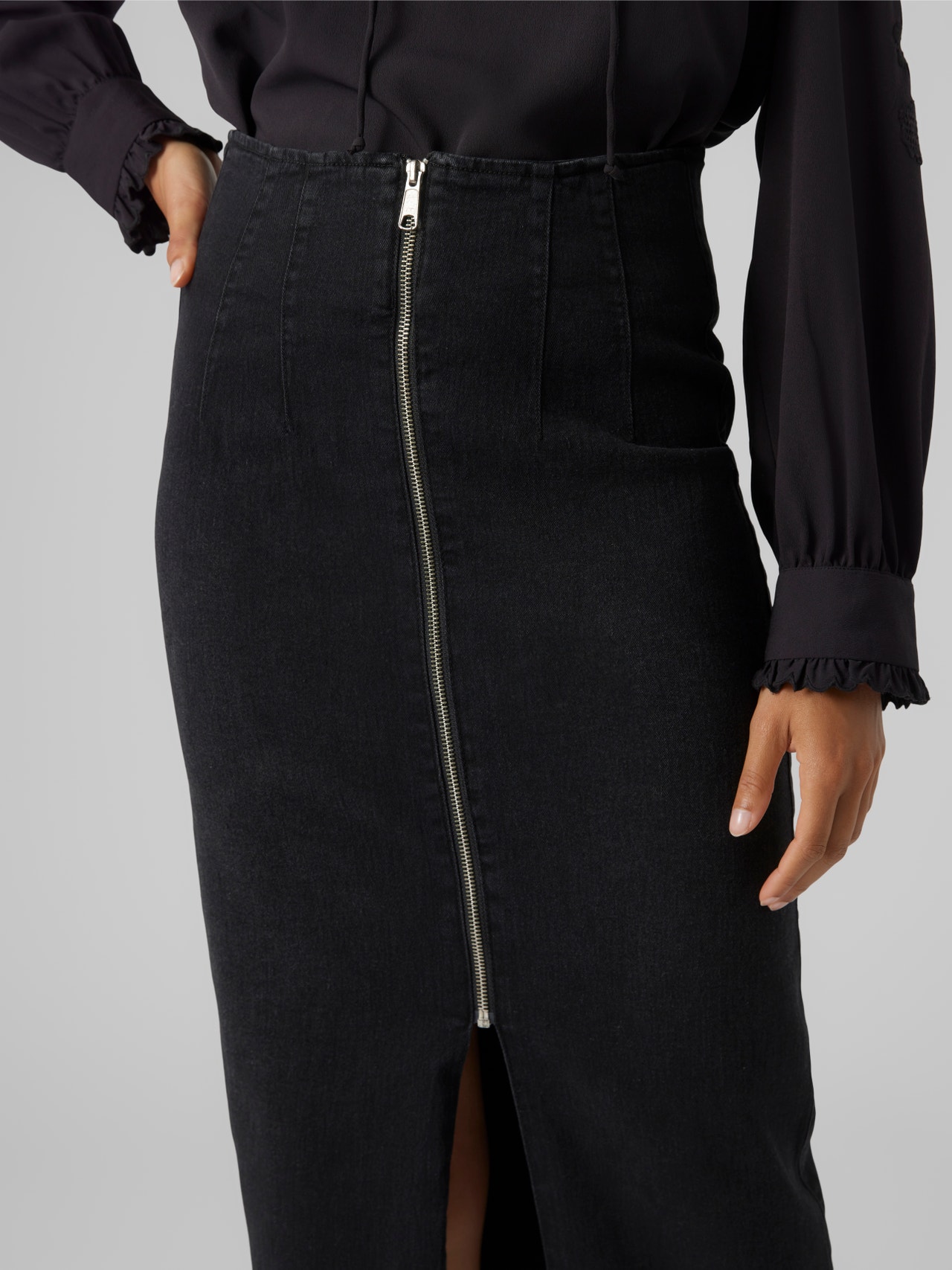 Vero Moda VMMONIC Lång kjol -Black Denim - 10301942