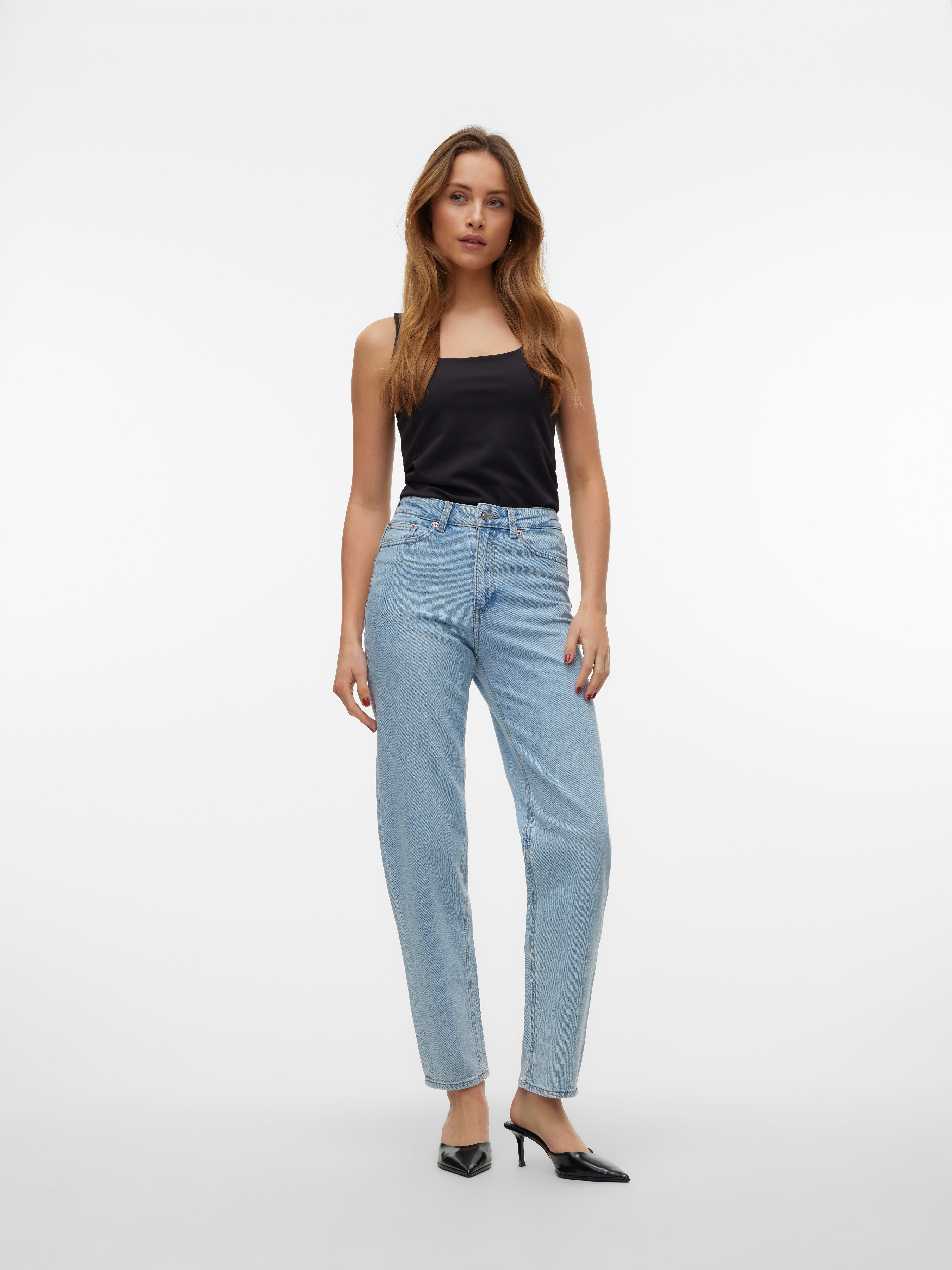 Pantalon Jeans Femme Skinny Slim Taille Haute Avec Bretelles - Taille 26 (S), Bleu Denim, Neuf Avec étiquettes