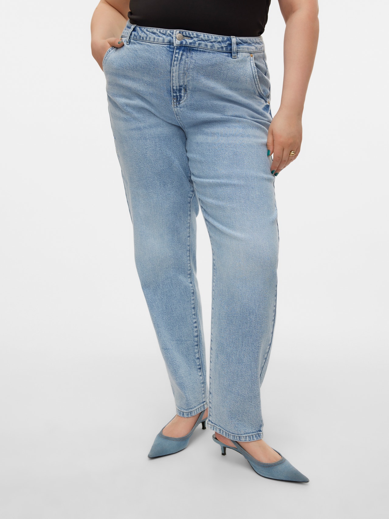 Vero Moda VMCISA Hög midja Mom Fit Jeans -Light Blue Denim - 10302447