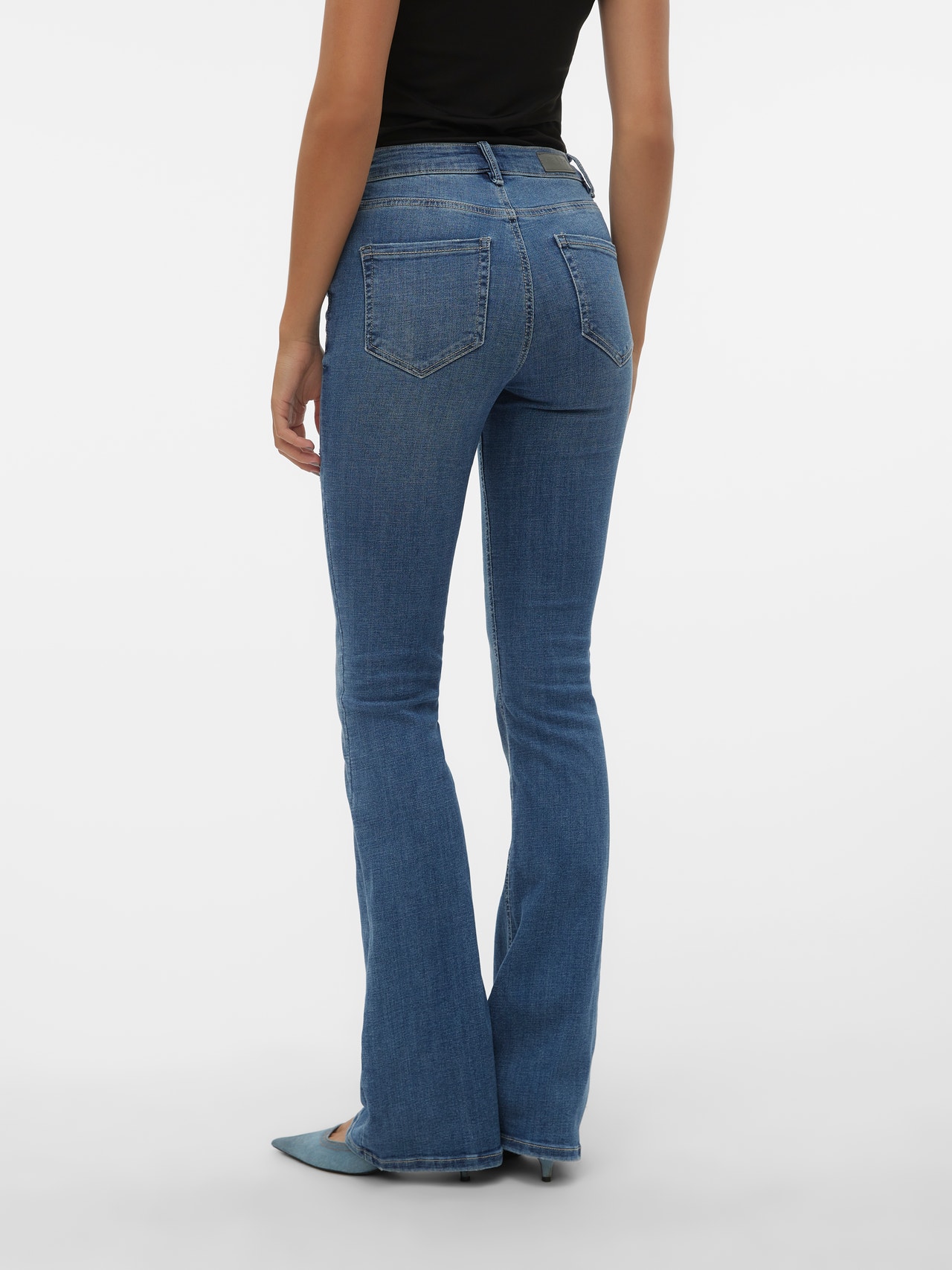 Vero Moda VMFLASH Mid rise Flared fit Jeans -Medium Blue Denim - 10302478
