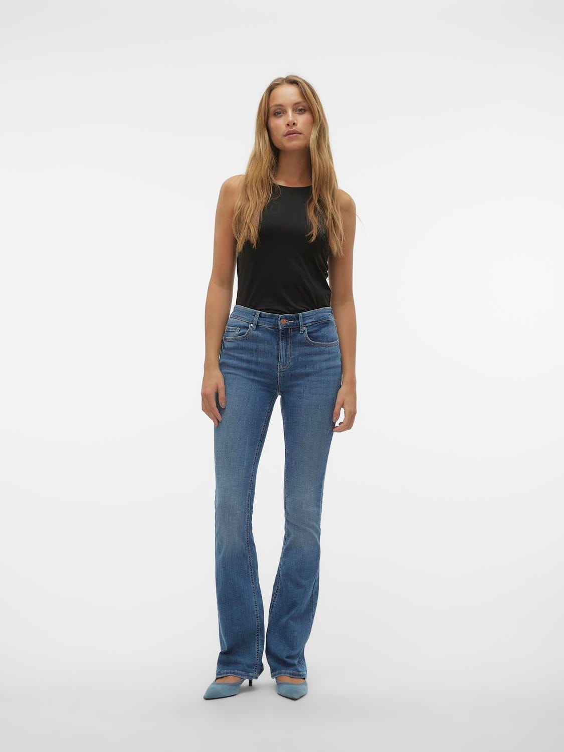 Vero Moda VMFLASH Krój flared Jeans -Medium Blue Denim - 10302478