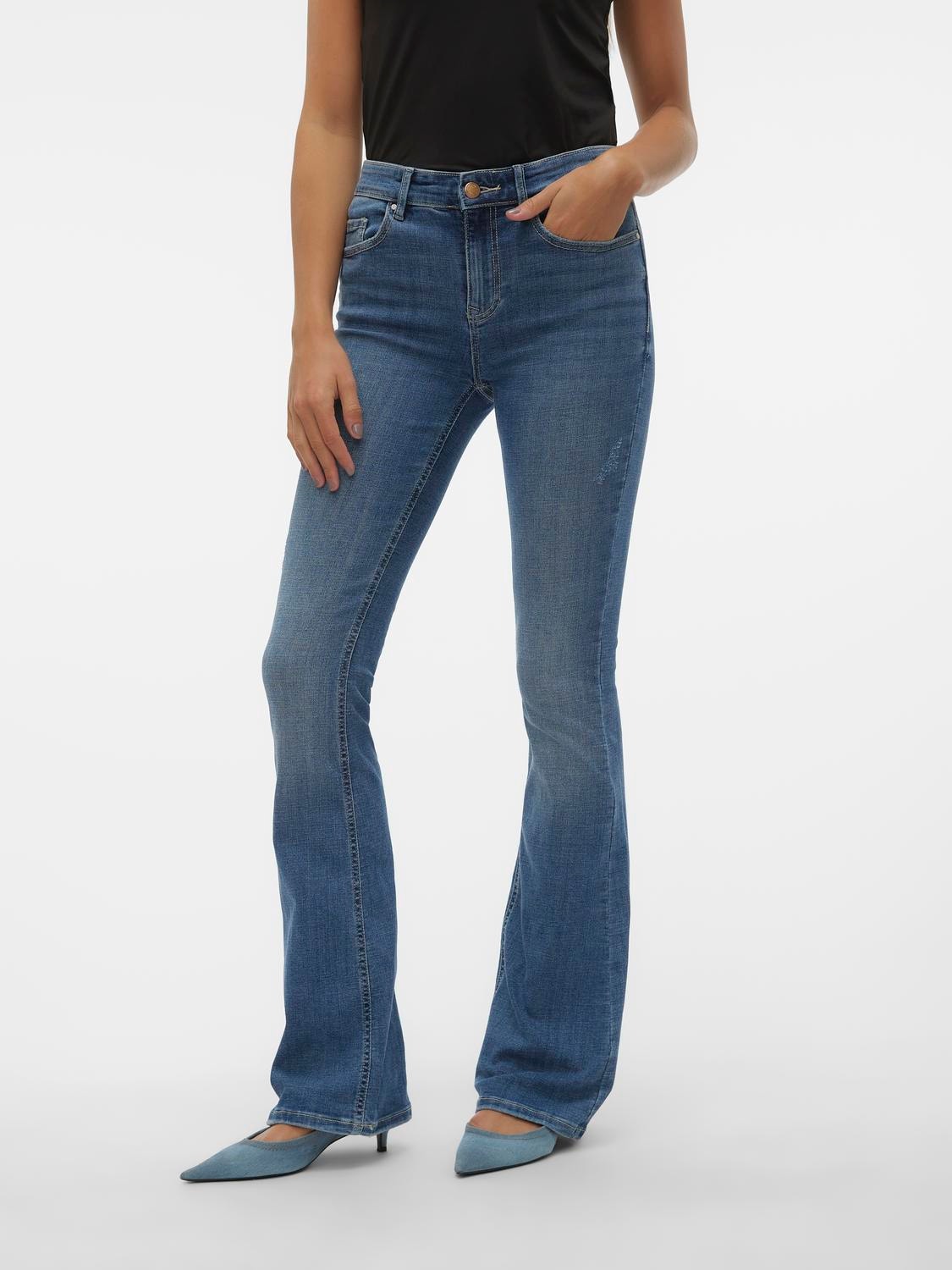 Vero Moda VMFLASH Vita media Flared Fit Jeans -Medium Blue Denim - 10302478