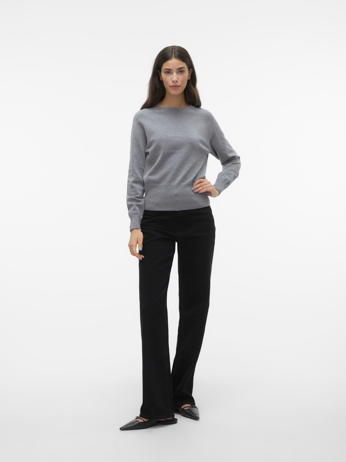 Vero Moda VMLAURA Pullover -Medium Grey Melange - 10302561
