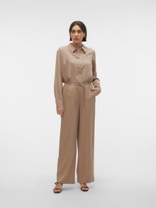 Vero Moda VMTIRA Hög midja Byxor -Silver Mink - 10302599
