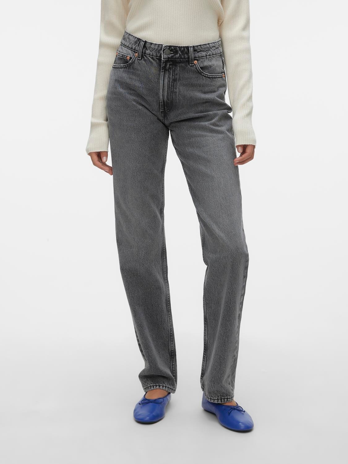 Vero Moda VMHAILEY Gerade geschnitten Jeans -Medium Grey Denim - 10302819