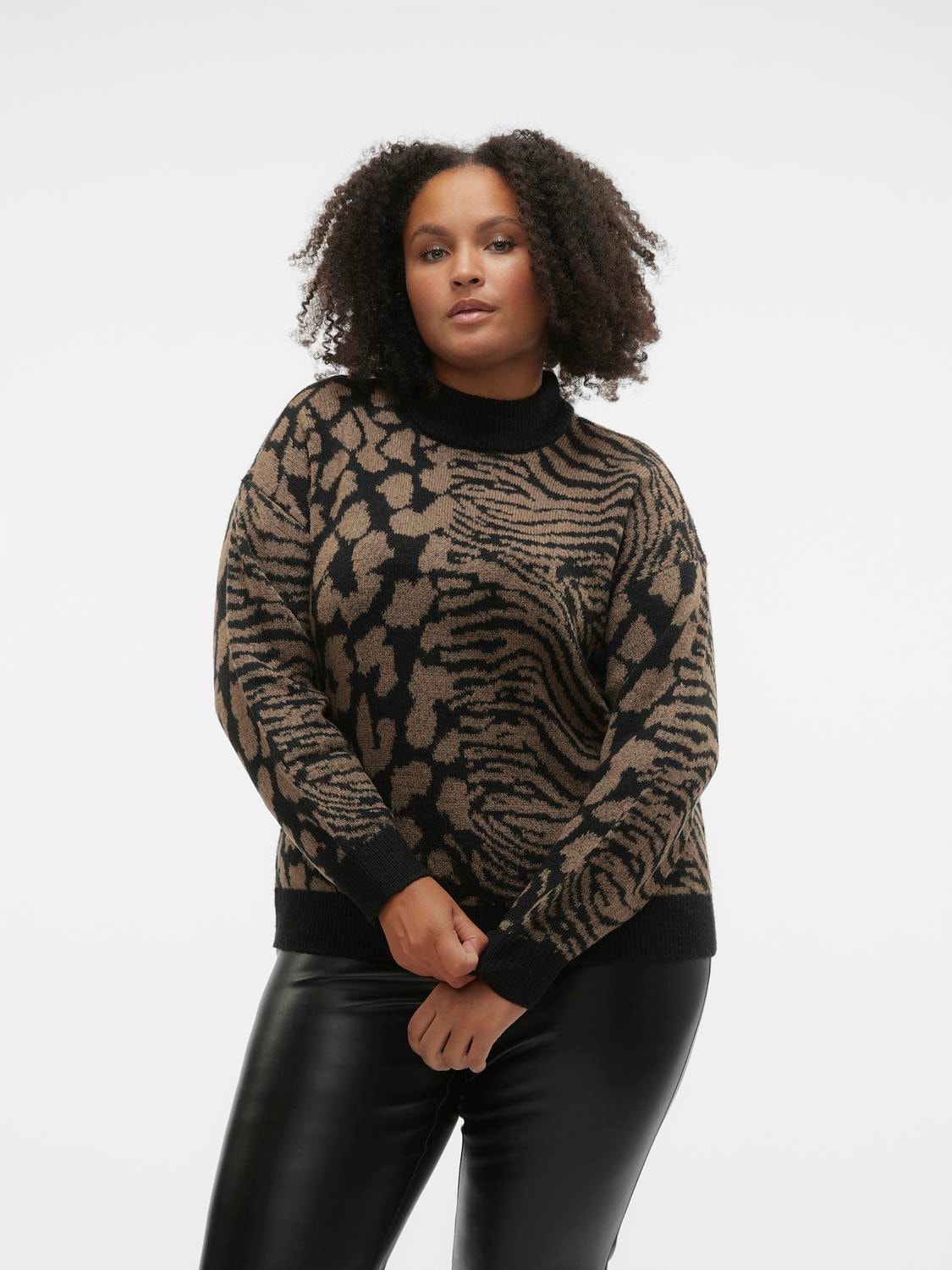 High neck Curve Dropped shoulders Pullover with 30% discount!