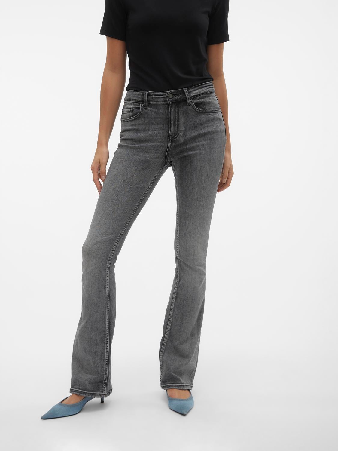 Vero Moda VMFLASH Utsvängd passform Jeans -Medium Grey Denim - 10303196