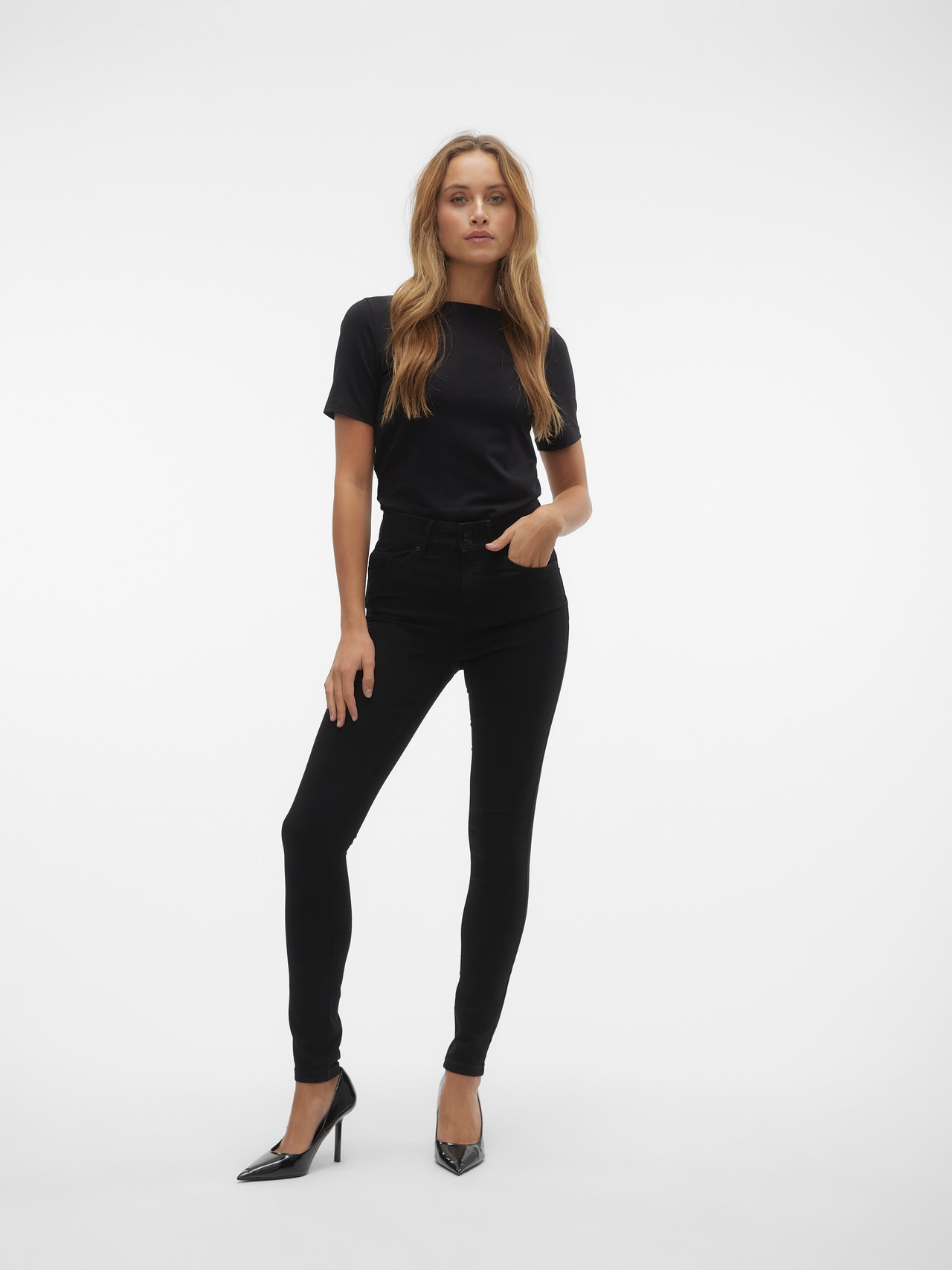 Vero Moda VMSOPHIA Vita alta Skinny Fit Jeans -Black Denim - 10303295