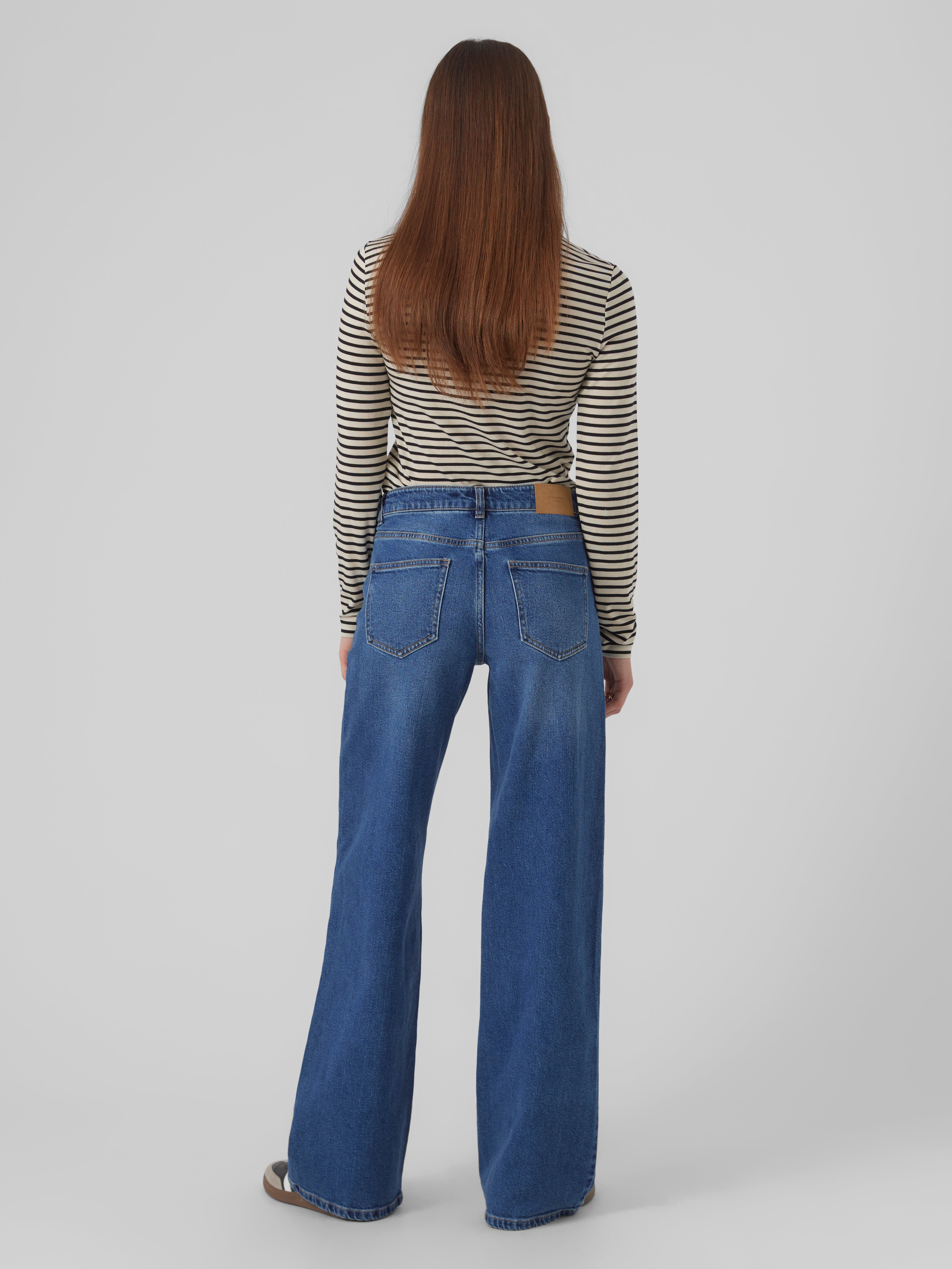 VMFAITH Niedrige Taille Weit geschnitten Jeans | Mittelblau | Vero 
