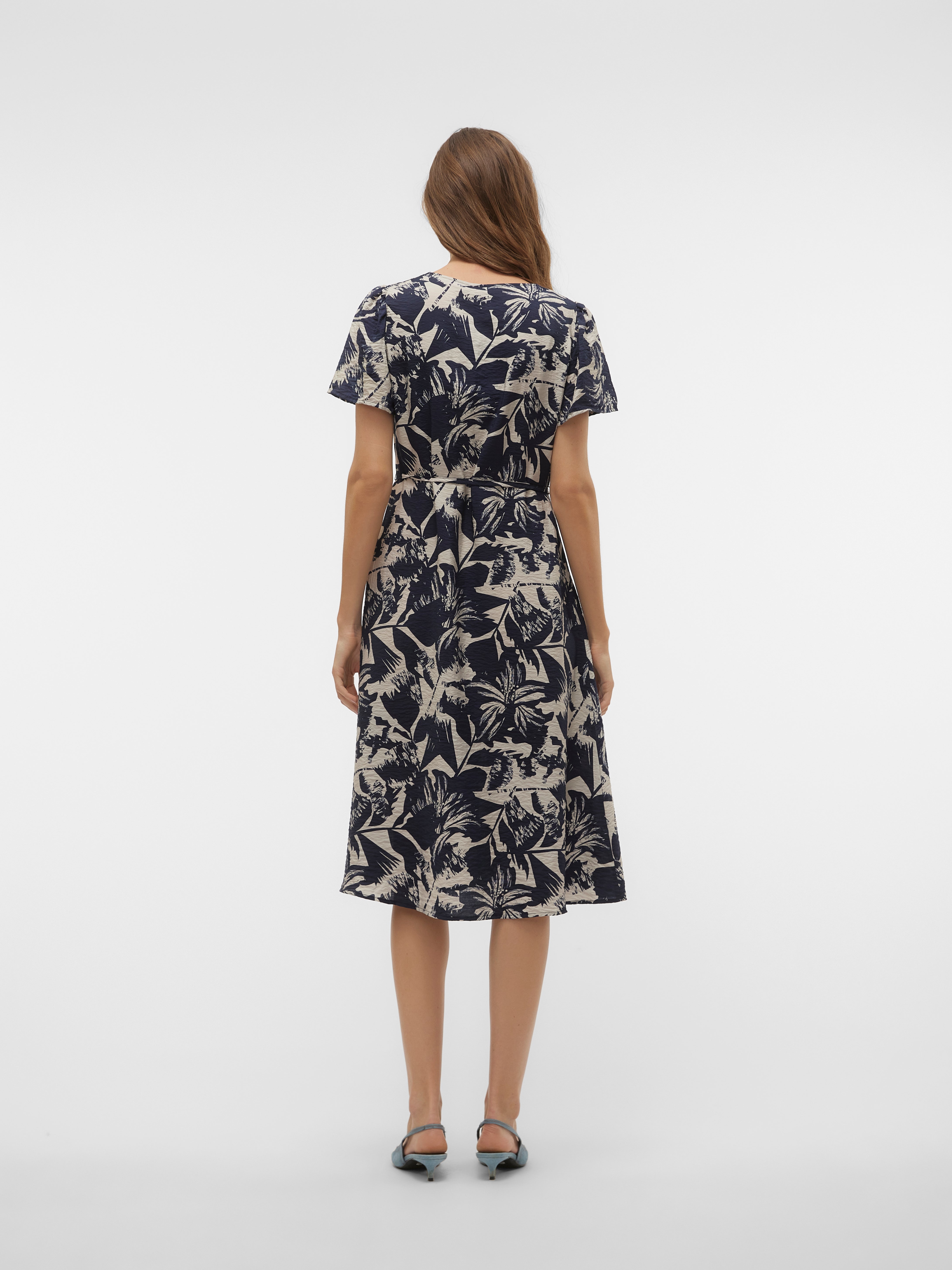 Vmjosie Sl Ankle Frill Dress Cloud Dancer Aop Mea