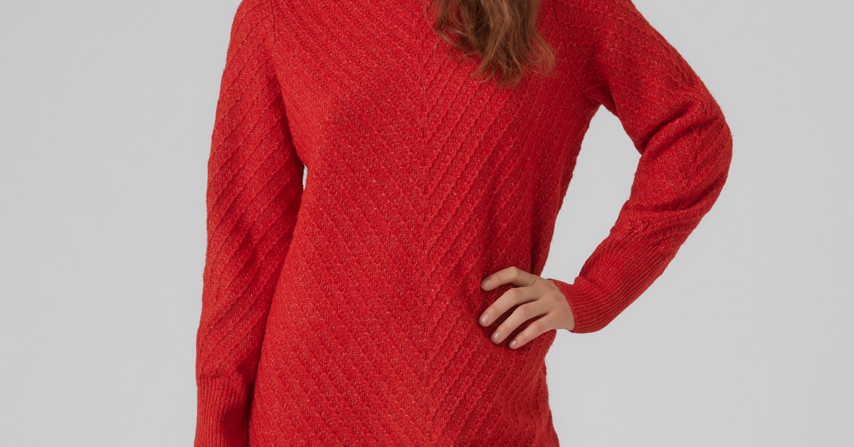 Gebreide jurk dames kerstjurk lange mouwen jurk winter Gebreide jurk dames kerstjurk lange mouwen jurk winter