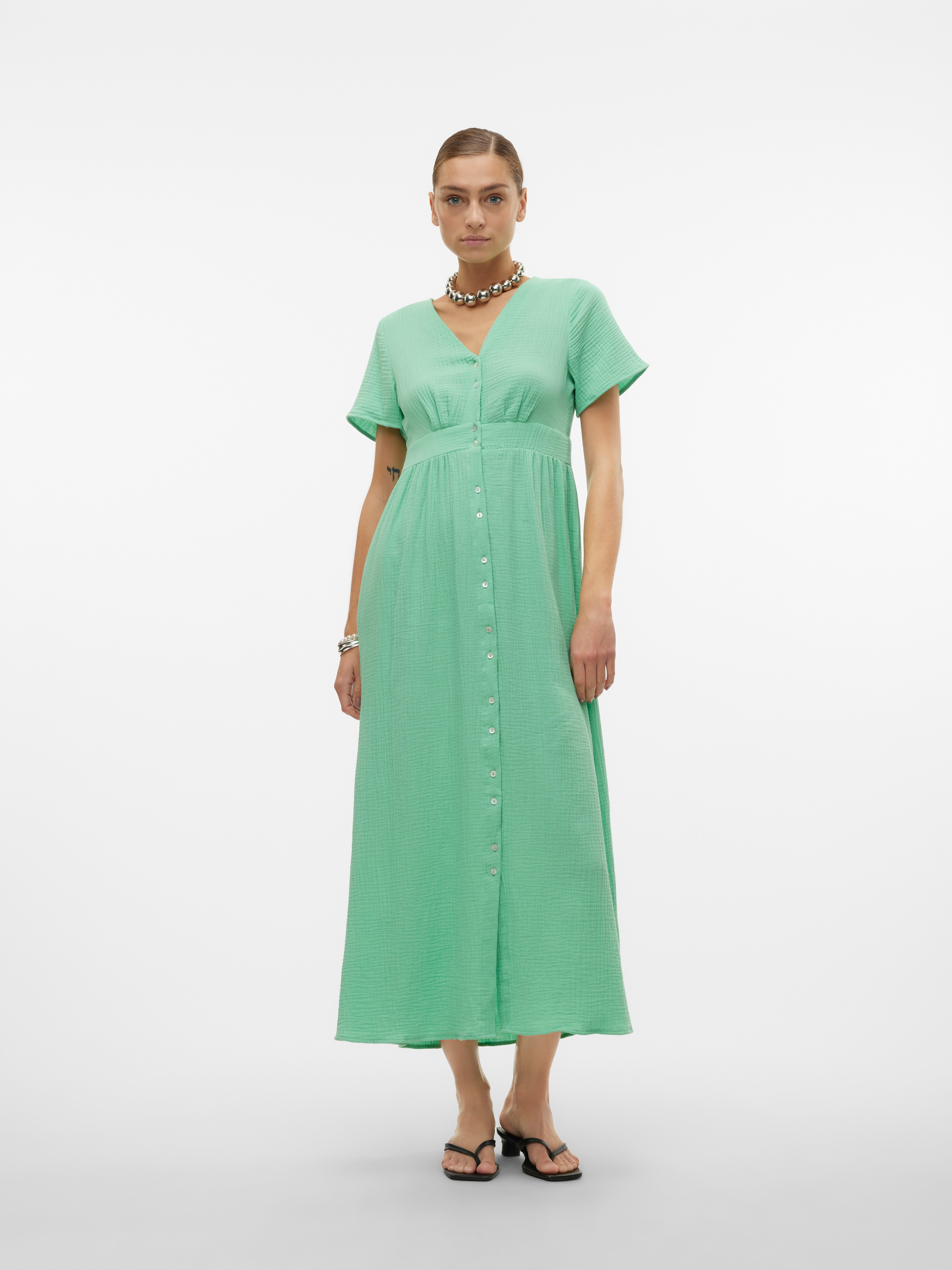 Vero moda linen maxi best sale dress with volume sleeve