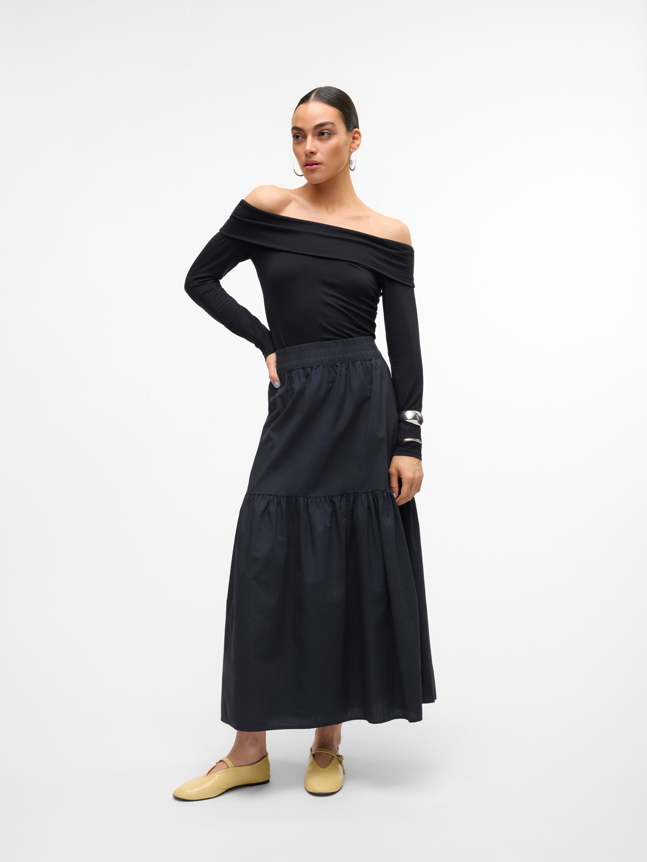 Vero Moda VMFRIBA High waist Long Skirt In Black Vero Moda VMFRIBA High waist Long Skirt In Black