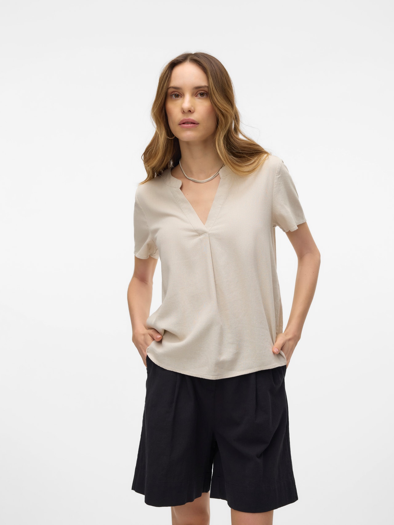 VERO MODA Vmmymilo SL Calf Shirt Dress Wvn Ga Vestito, Bianco, XS Donna VERO MODA Vmmymilo SL Calf Shirt Dress Wvn Ga Vestito, Bianco, XS Donna