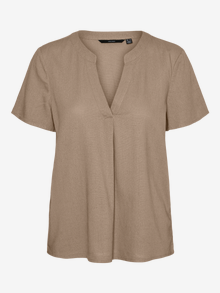 Vero Moda Tavapärane lõige V-kaelus Top -Silver Mink - 10303660