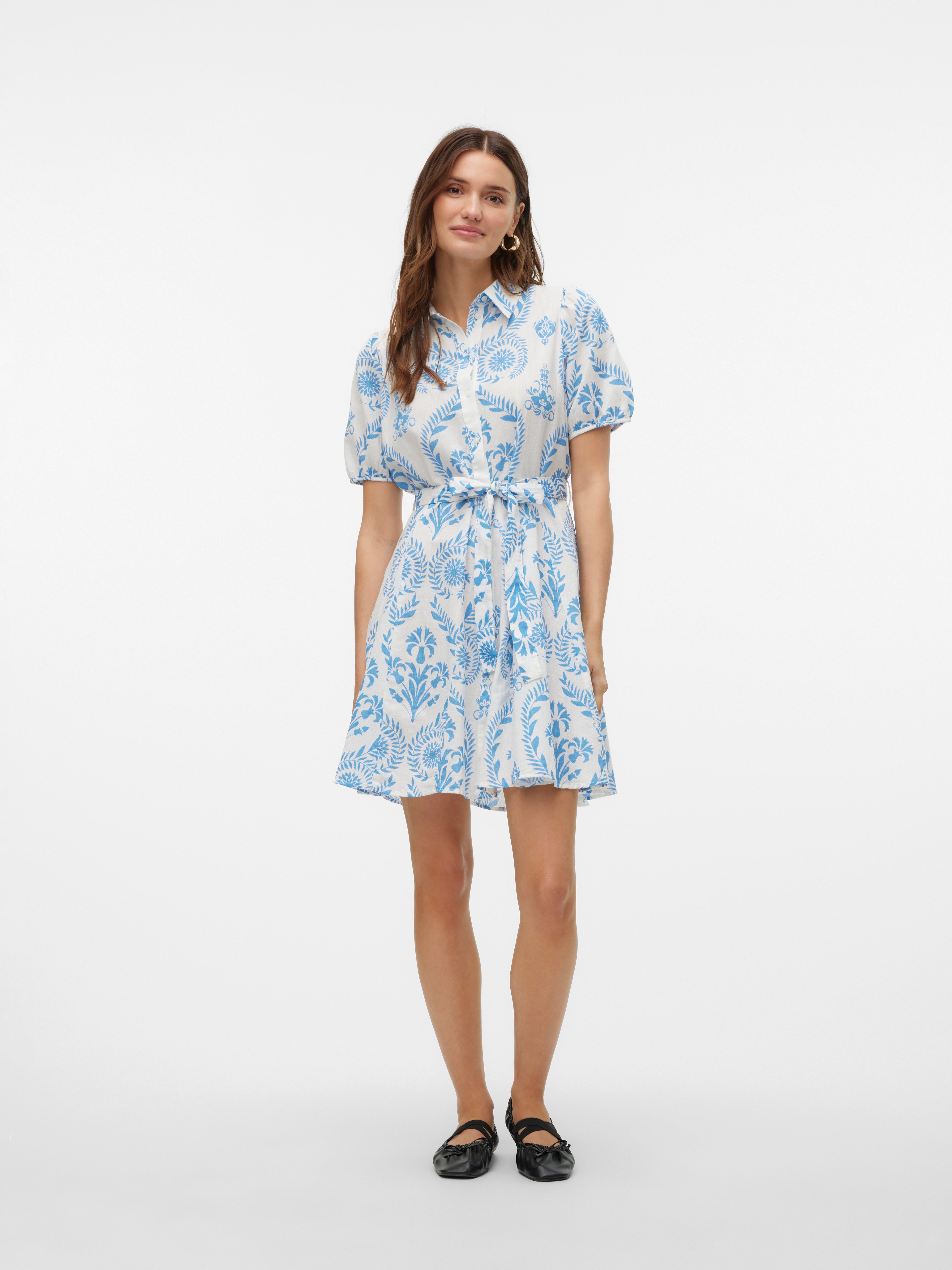 VERO MODA Vmelis SL Wide Short Dress Jrs Vestido, Blanco Nieve, M Para Mujer