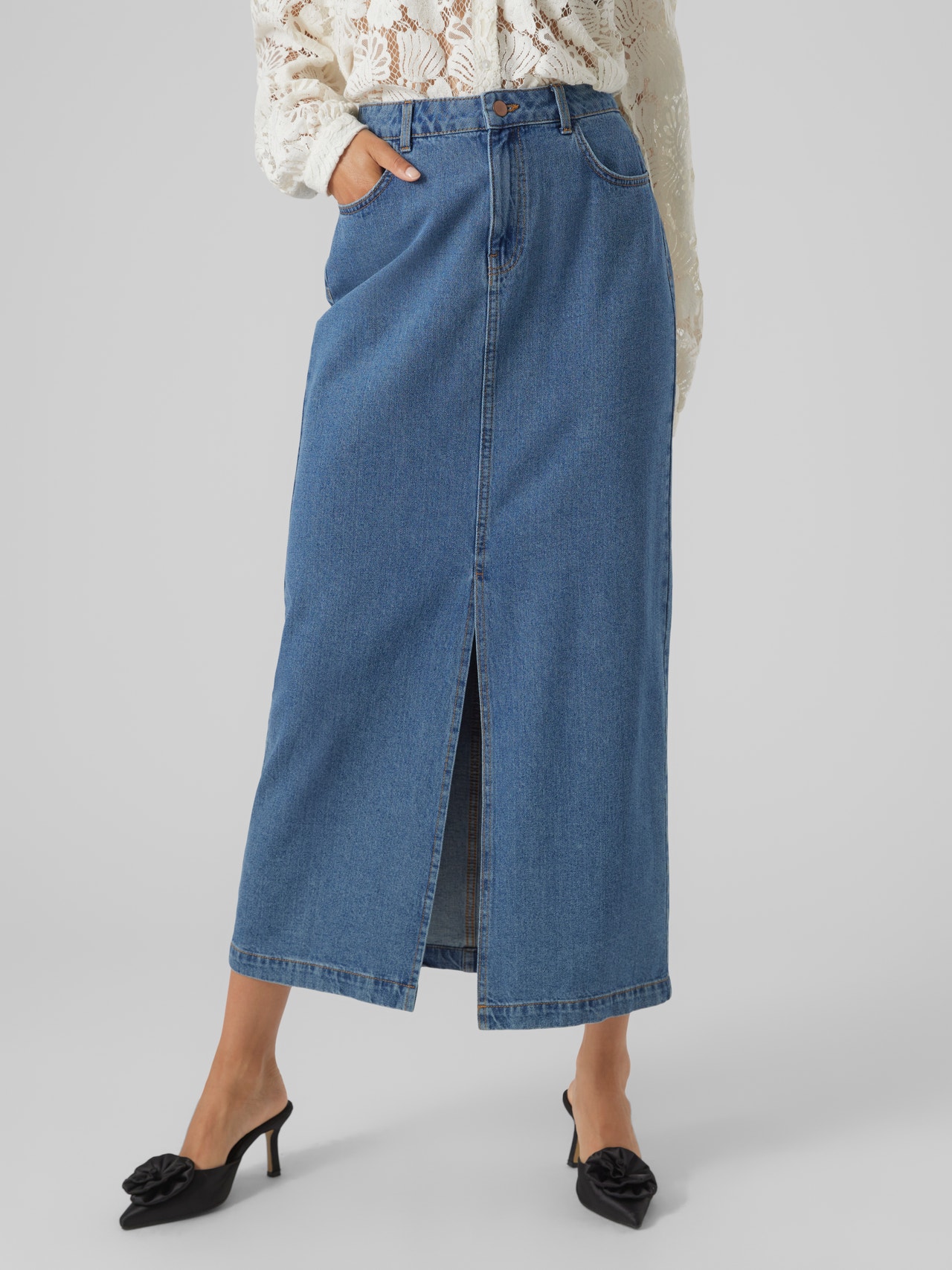 Vero Moda VMJUST Long Skirt -Medium Blue Denim - 10303845
