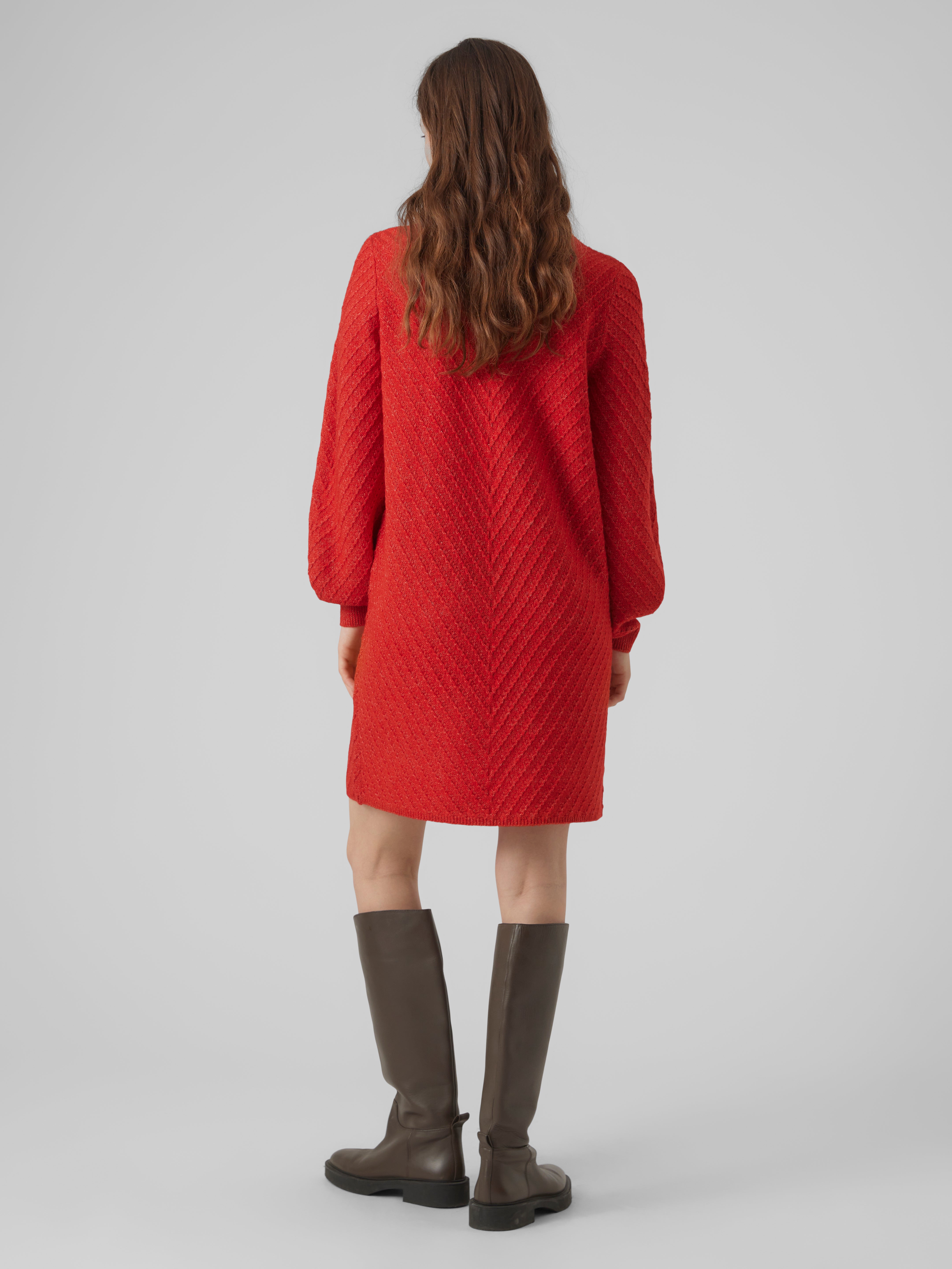 Pcnya Ss V Neck Midi Dress Goji Berry Aop Ditsy Flower