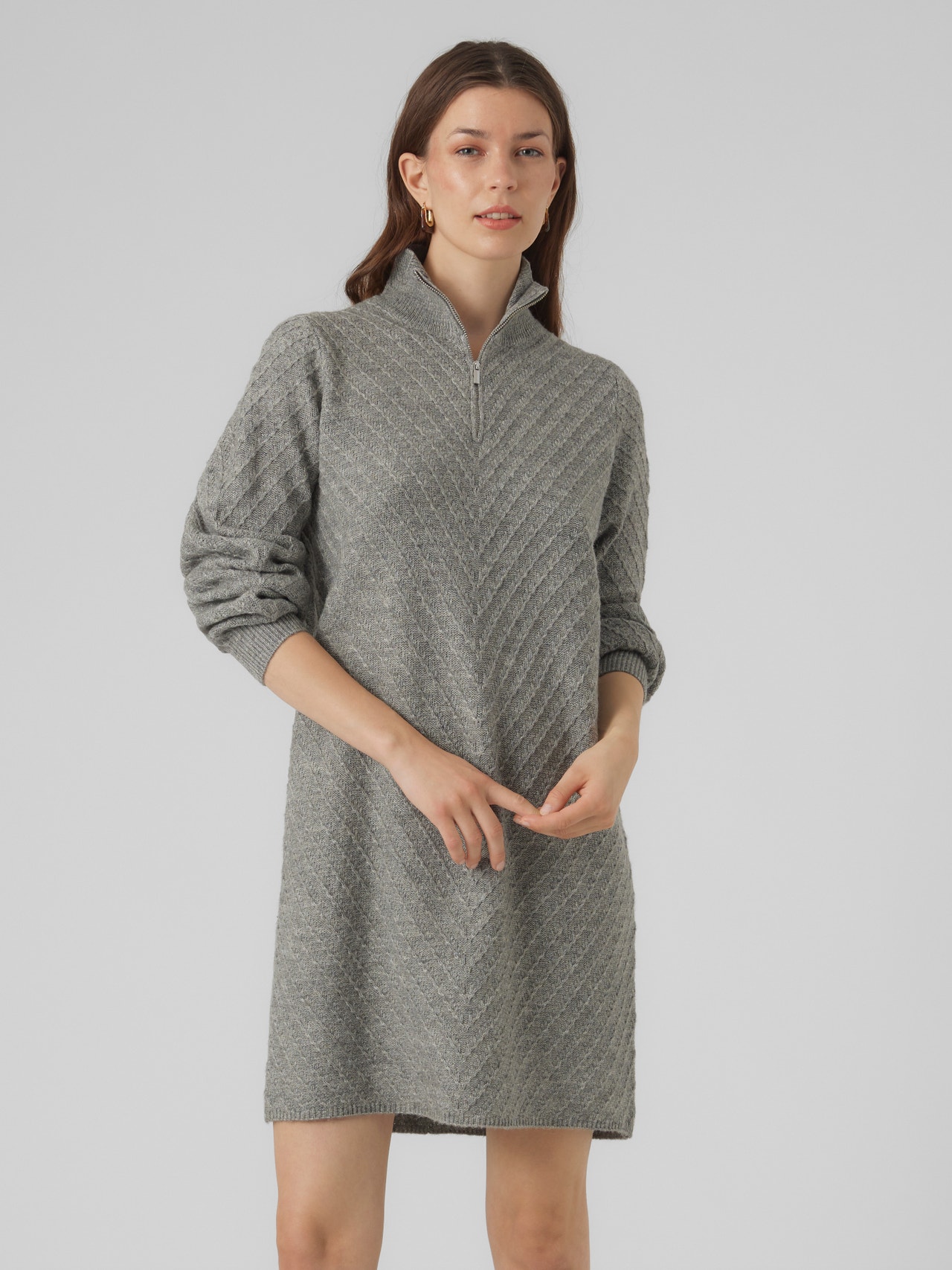 Vero Moda VMANJASTINNA Sukienka midi -Medium Grey Melange - 10304031