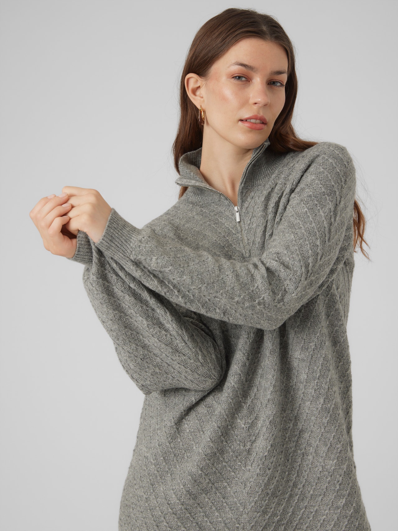 Vero Moda VMANJASTINNA Midi-jurk -Medium Grey Melange - 10304031